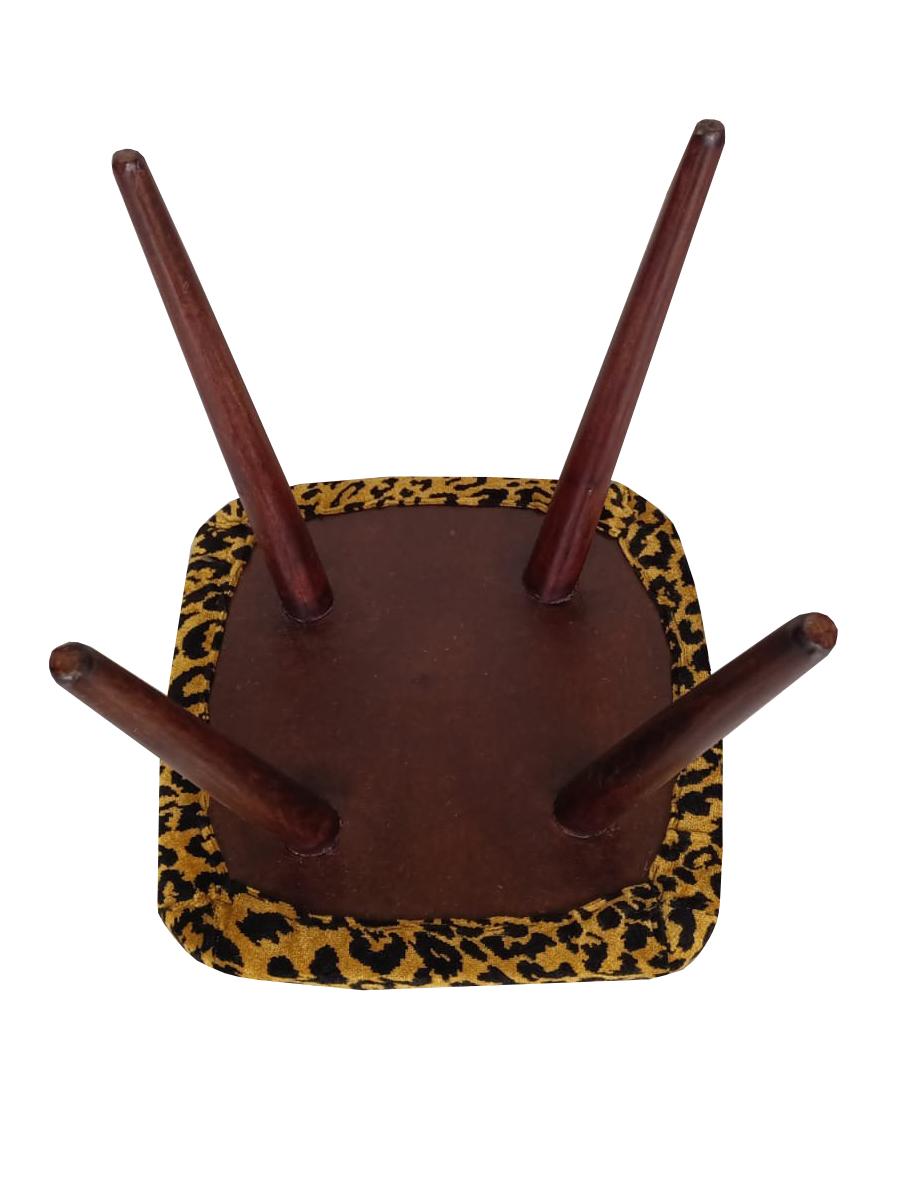 Polish Pair of Mid Century Leopard Velvet Stools, Europe, 1960s For Sale