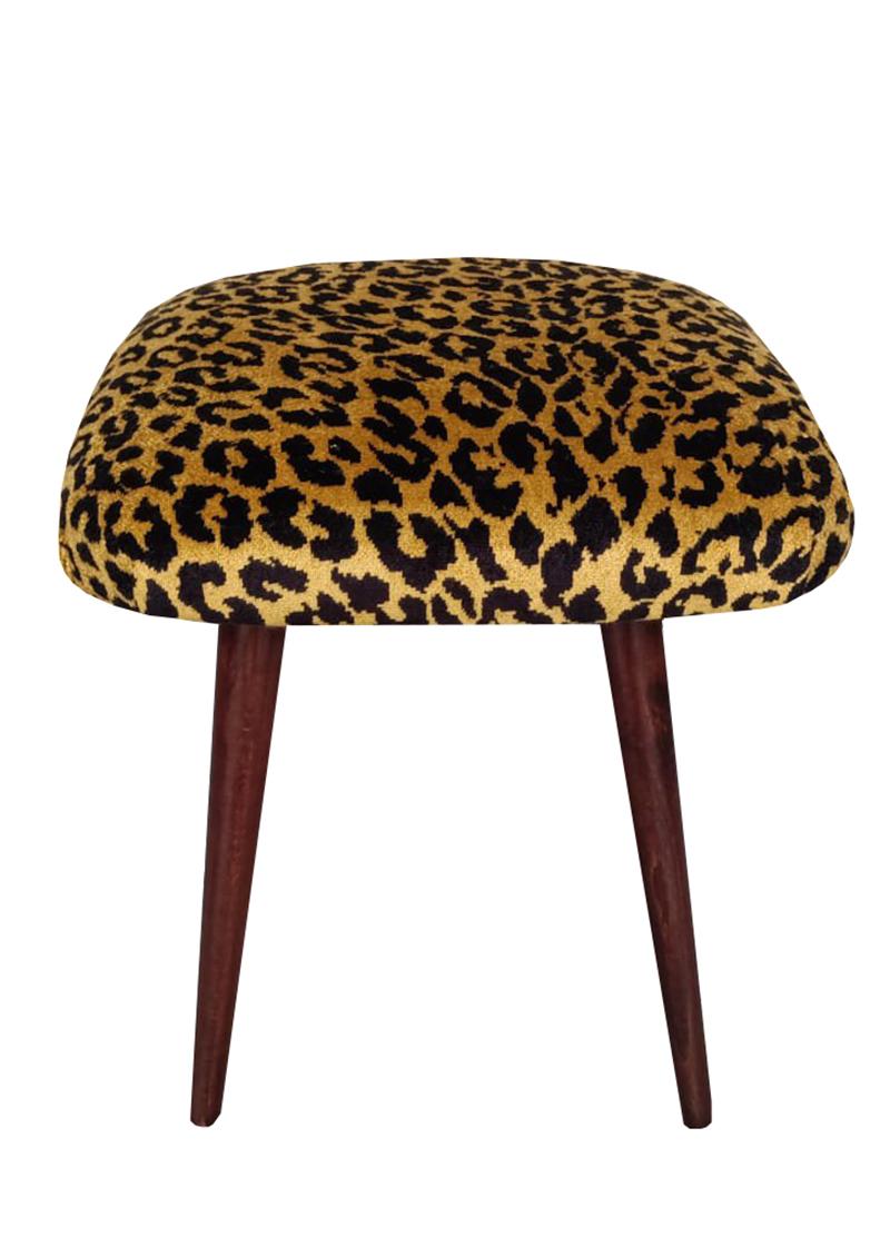 20th Century Pair of Mid Century Leopard Velvet Stools, Europe, 1960s For Sale