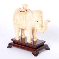 Pair of Midcentury Lidded Bone Elephant Boxes