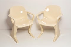 Pair of Mid-Century Light Beige Kangaroo Chairs, Ernst Moeckl, Germany, 1968