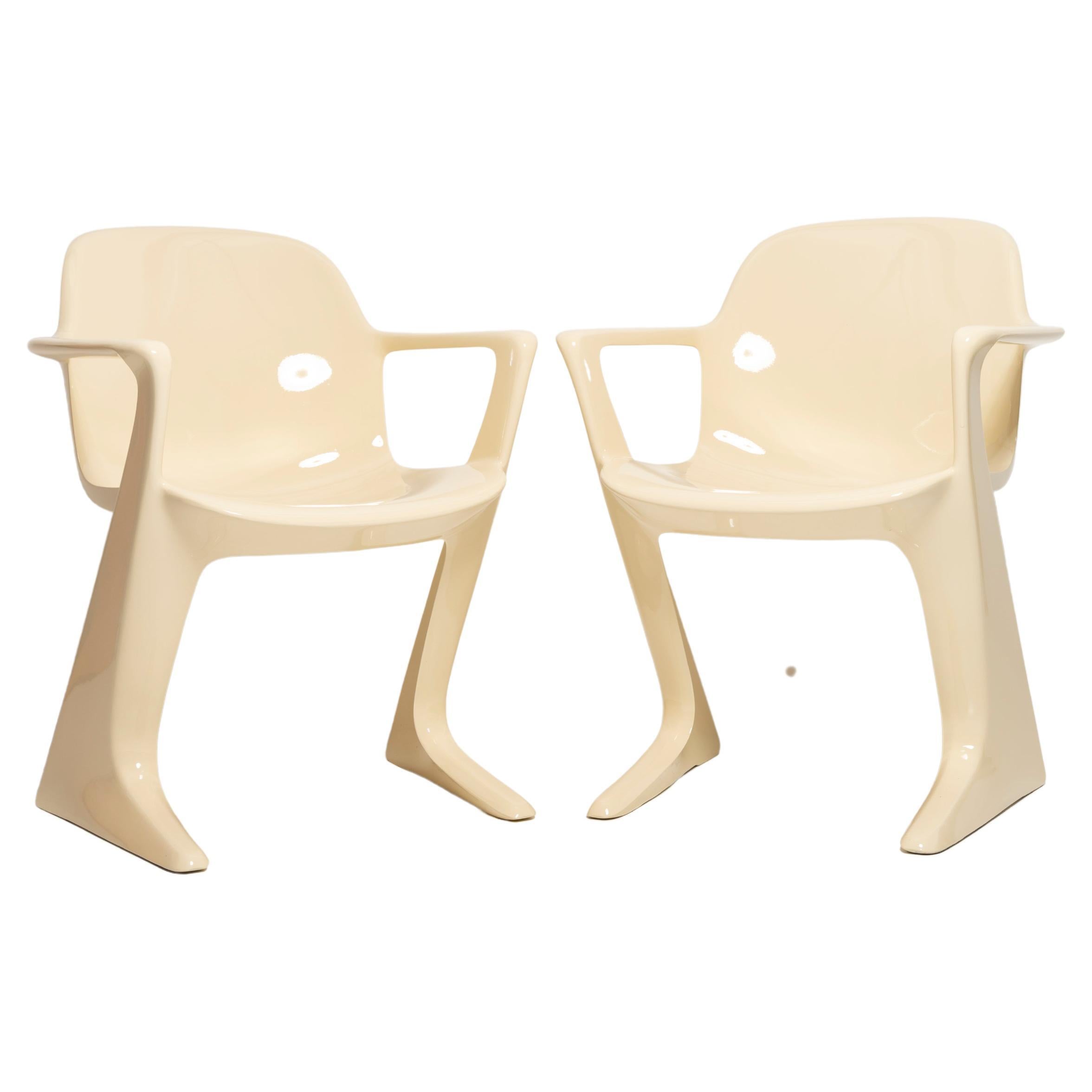 Pair of Mid-Century Light Beige Kangaroo Chairs, Ernst Moeckl, Germany, 1968 For Sale