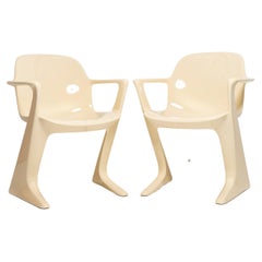 Pair of Mid-Century Light Beige Kangaroo Chairs, Ernst Moeckl, Germany, 1968