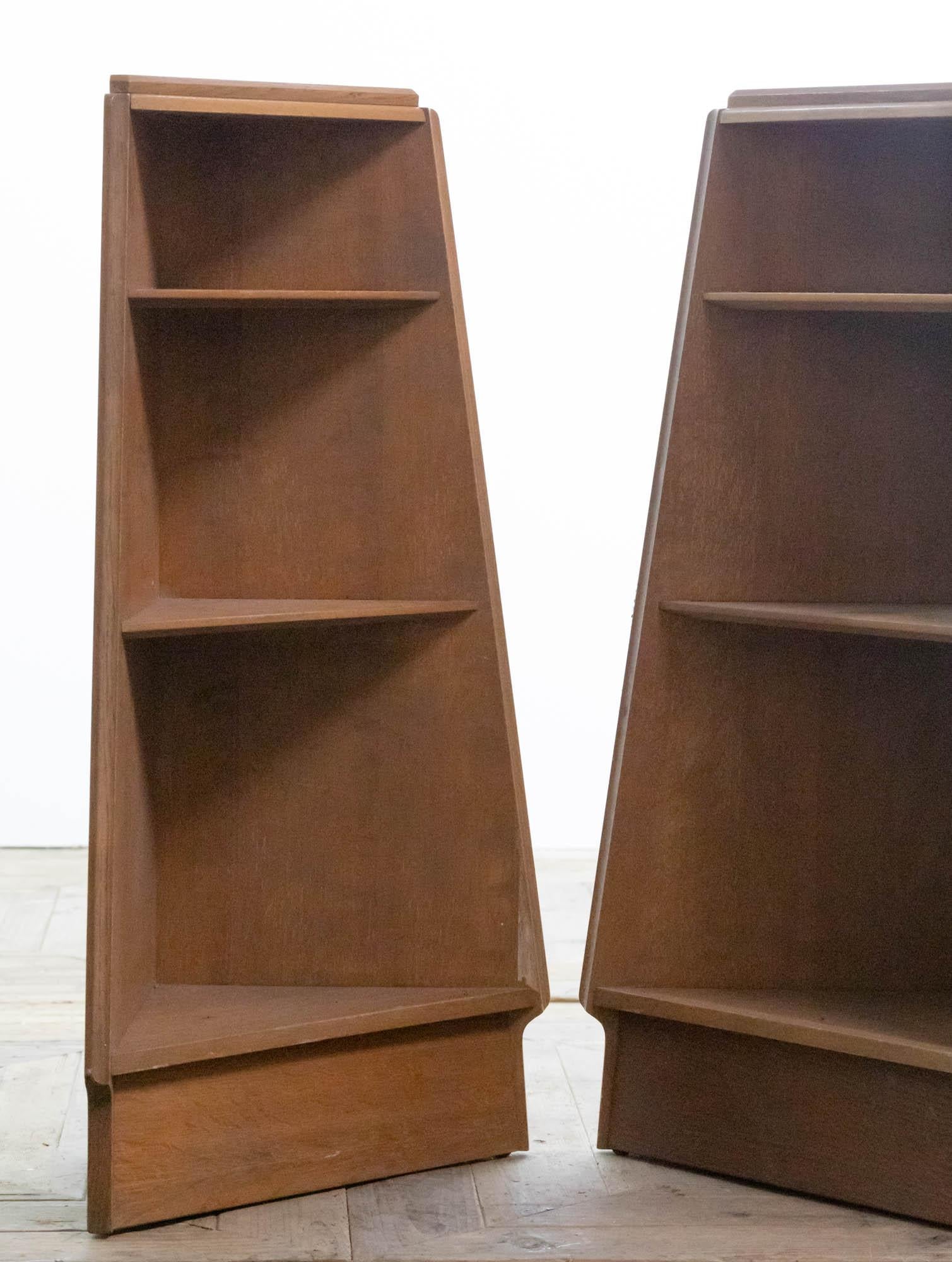 British Pair of Midcentury Limed Oak Bookcases For Sale