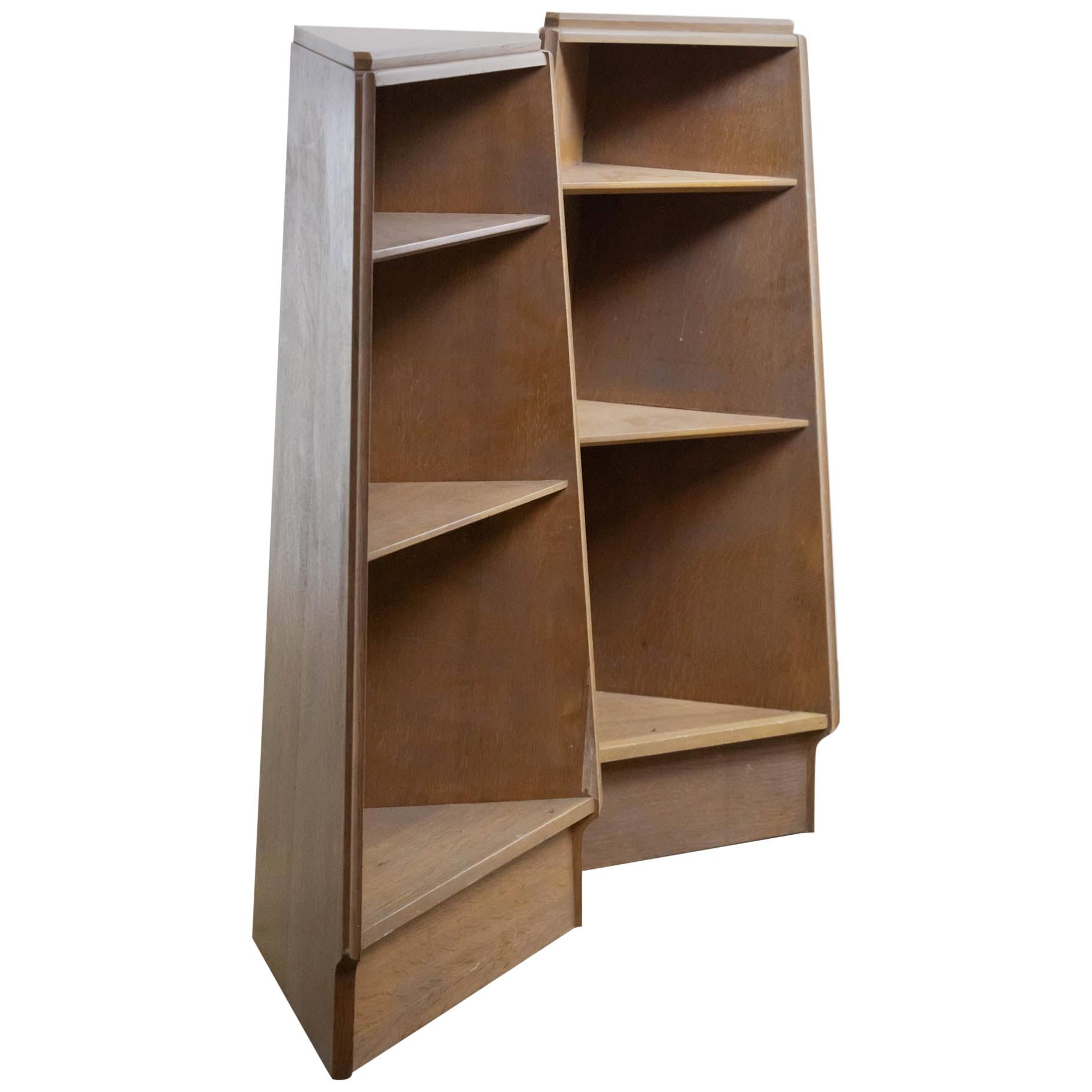 Pair of Midcentury Limed Oak Bookcases For Sale