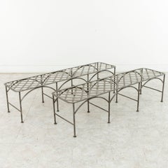 Pair of Midcentury Long French Iron Indoor Outdoor Banquettes or Benches