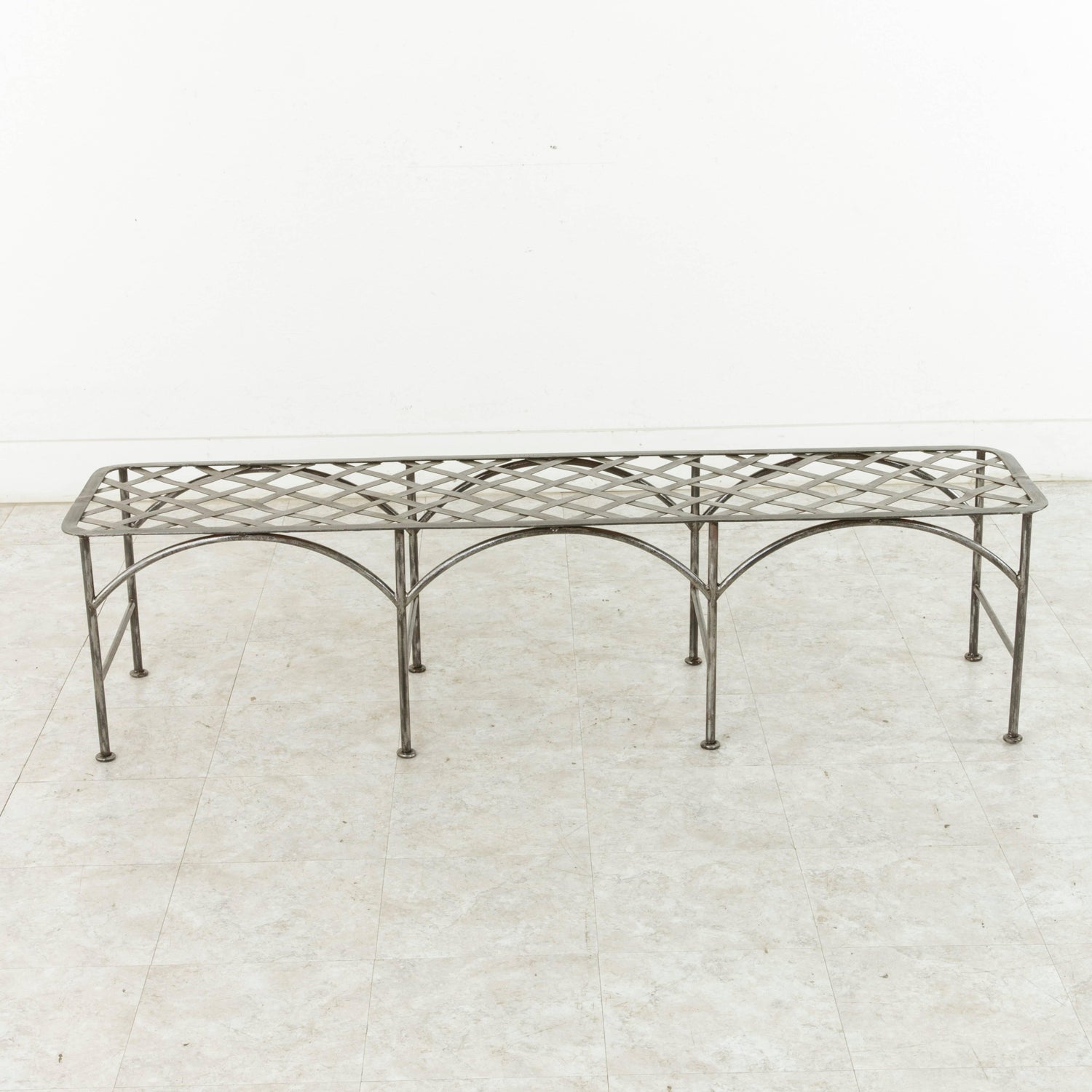 Pair Of Midcentury Long French Iron Indoor Outdoor Banquettes Or