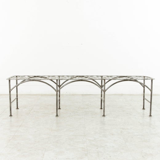 Pair Of Midcentury Long French Iron Indoor Outdoor Banquettes Or