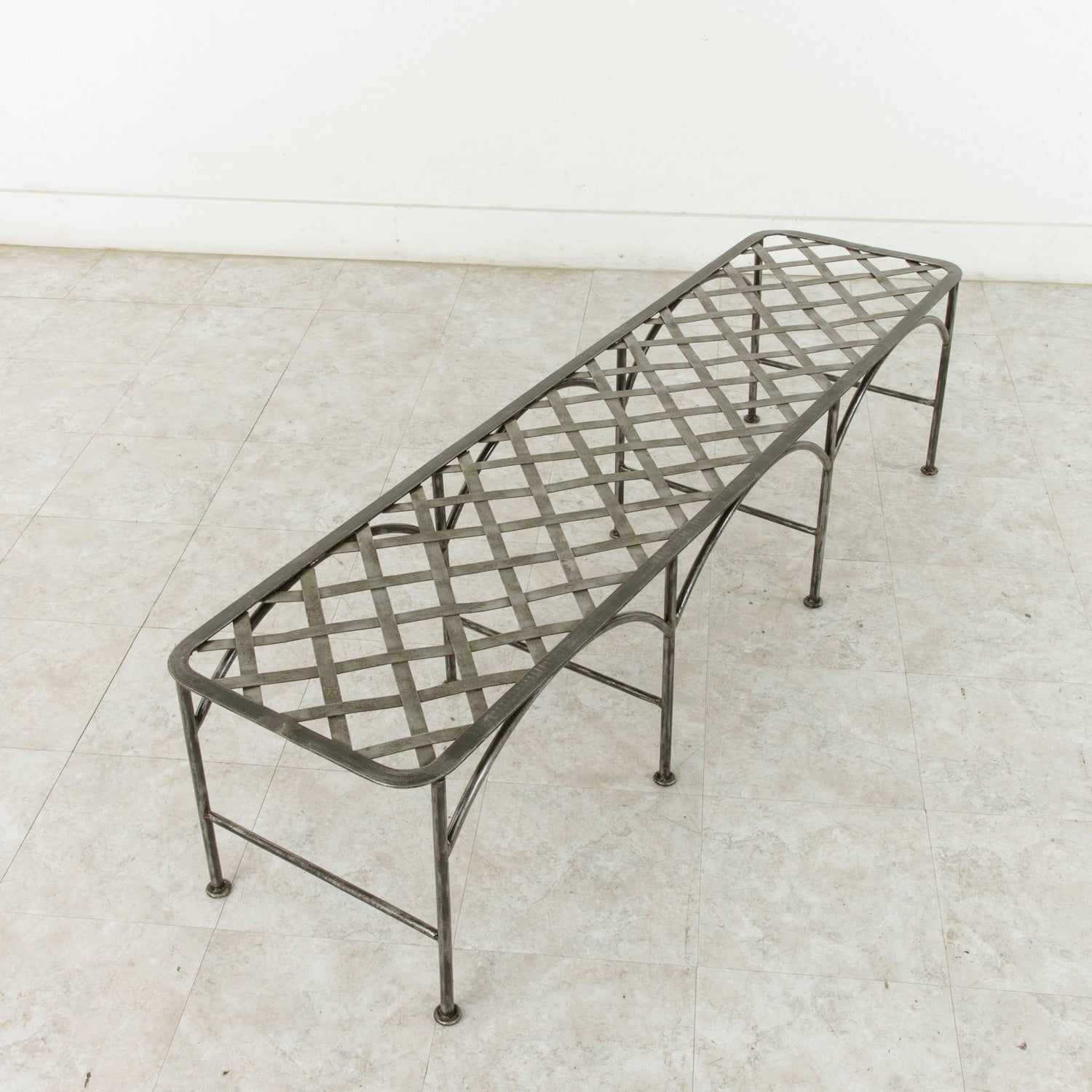 Pair Of Midcentury Long French Iron Indoor Outdoor Banquettes Or