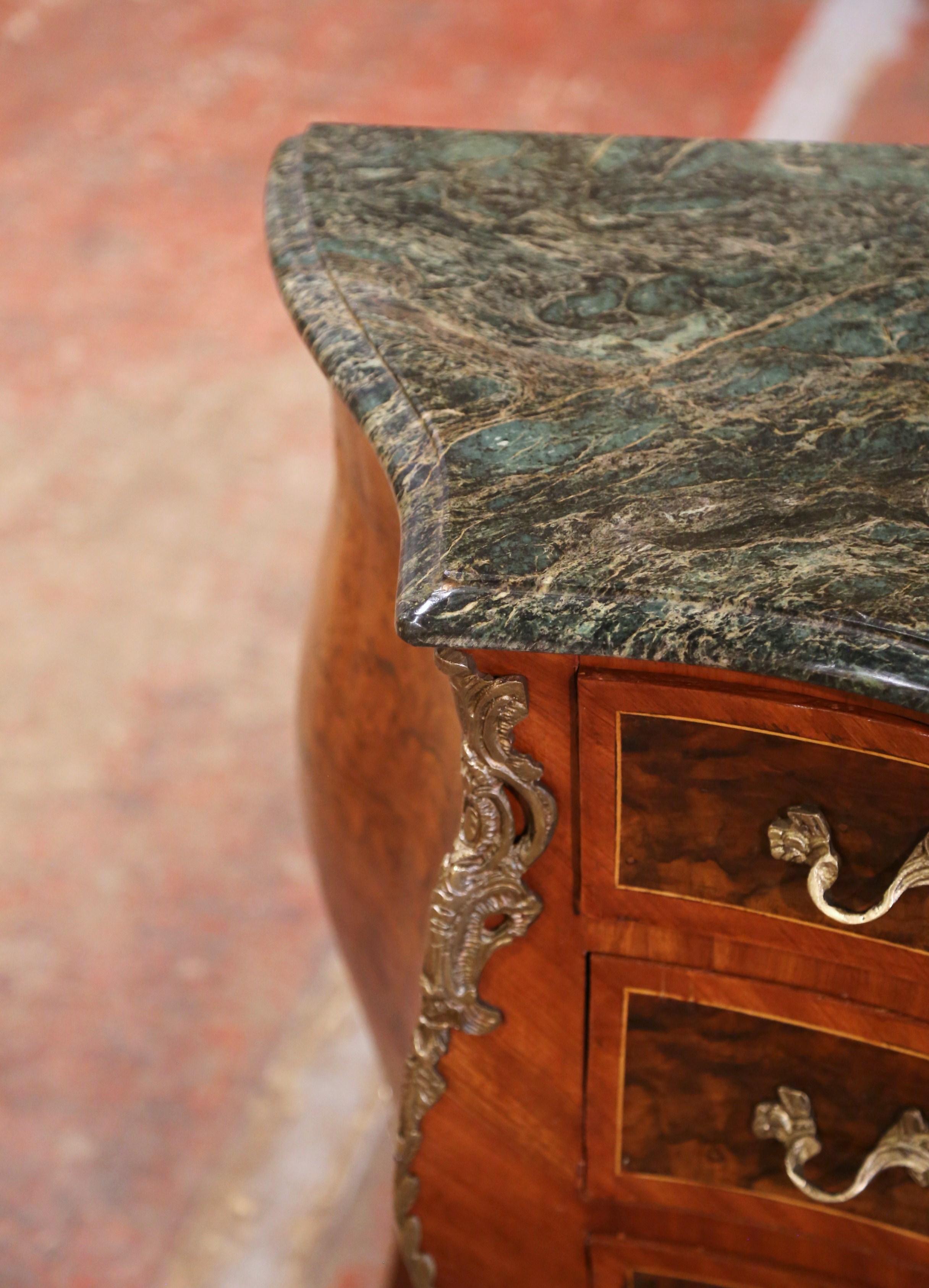 Pair of Mid-Century Louis XV Marble Top Carved Walnut Commodes Chests of Drawers For Sale 4