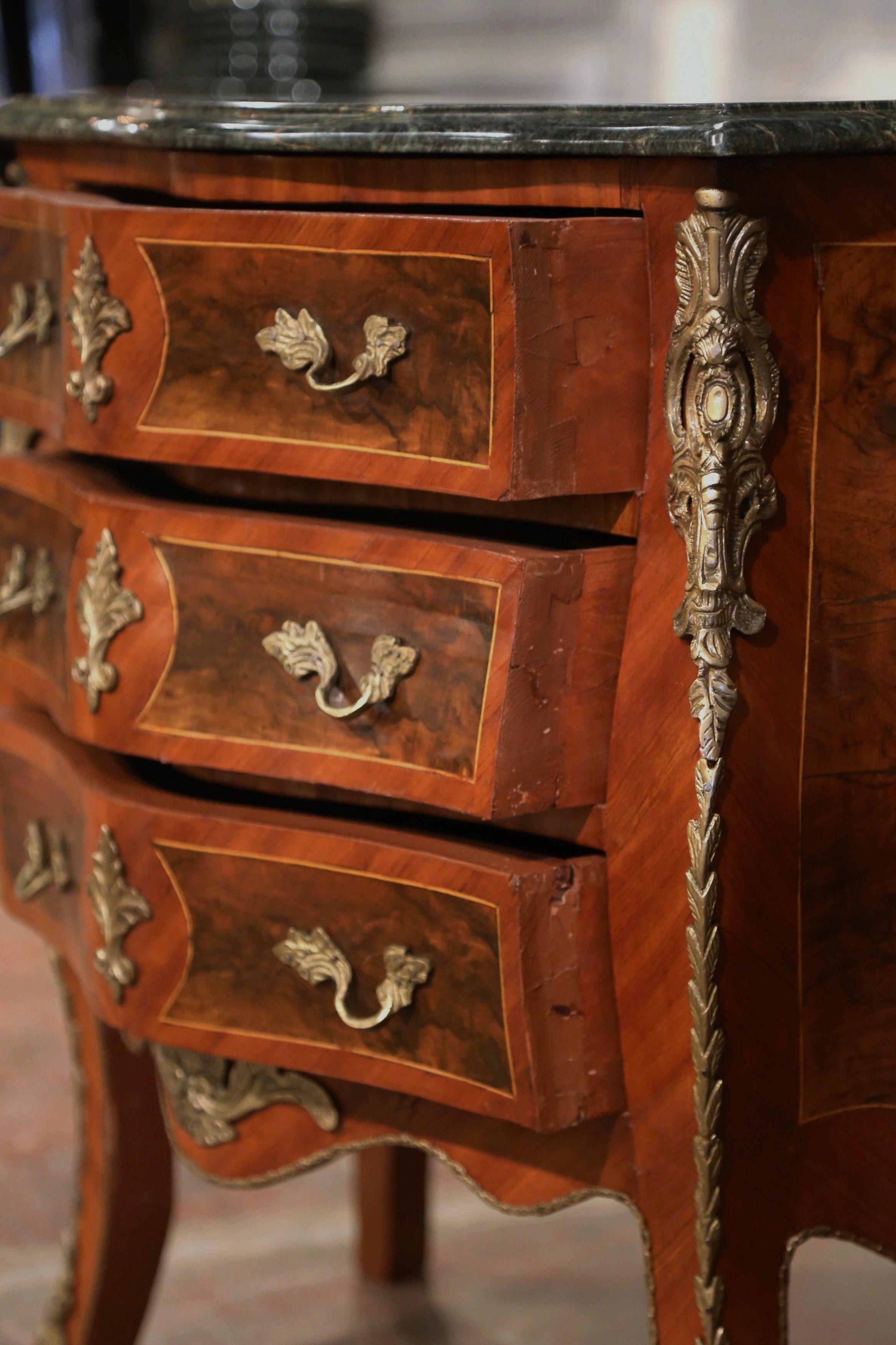 Pair of Mid-Century Louis XV Marble Top Carved Walnut Commodes Chests of Drawers For Sale 3