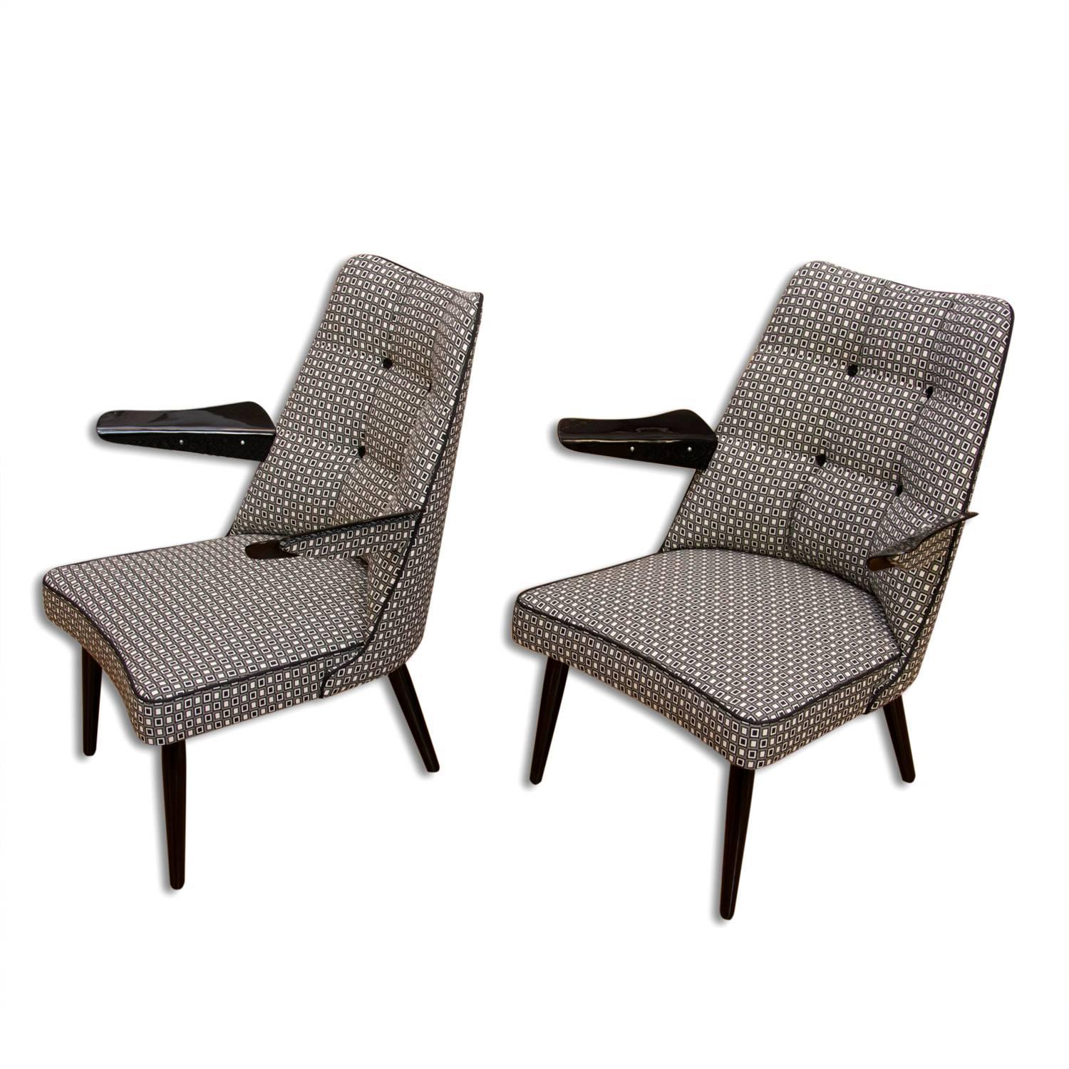Laminated Pair of Midcentury Lounge Armchairs, Central Europe, 1960s