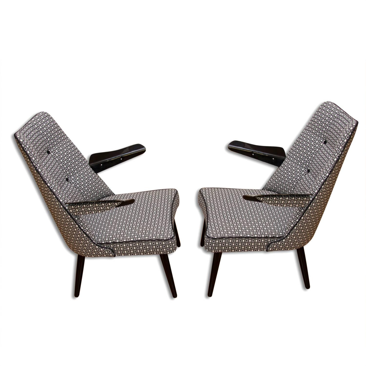 Pair of Midcentury Lounge Armchairs, Central Europe, 1960s In Excellent Condition In Prague 8, CZ