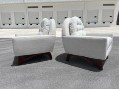 Pair of Mid Century Lounge Chairs Attributed to Adrian Pearsall, Fabric, Walnut