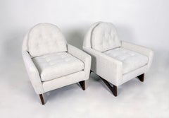 Pair of Mid Century Lounge Chairs Attributed to Adrian Pearsall, Fabric, Walnut