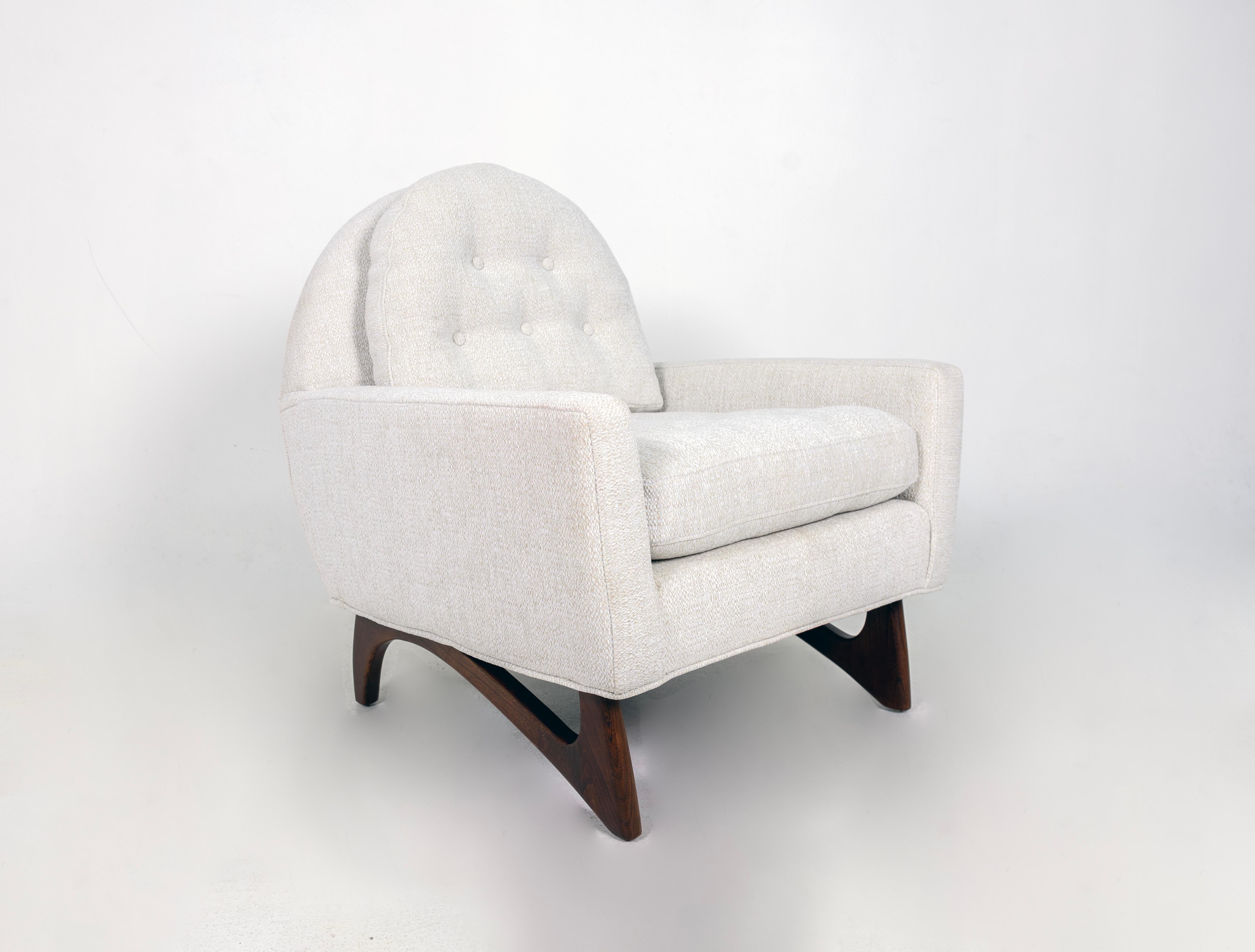 American Pair of Mid Century Lounge Chairs Attributed to Adrian Pearsall, Fabric, Walnut For Sale