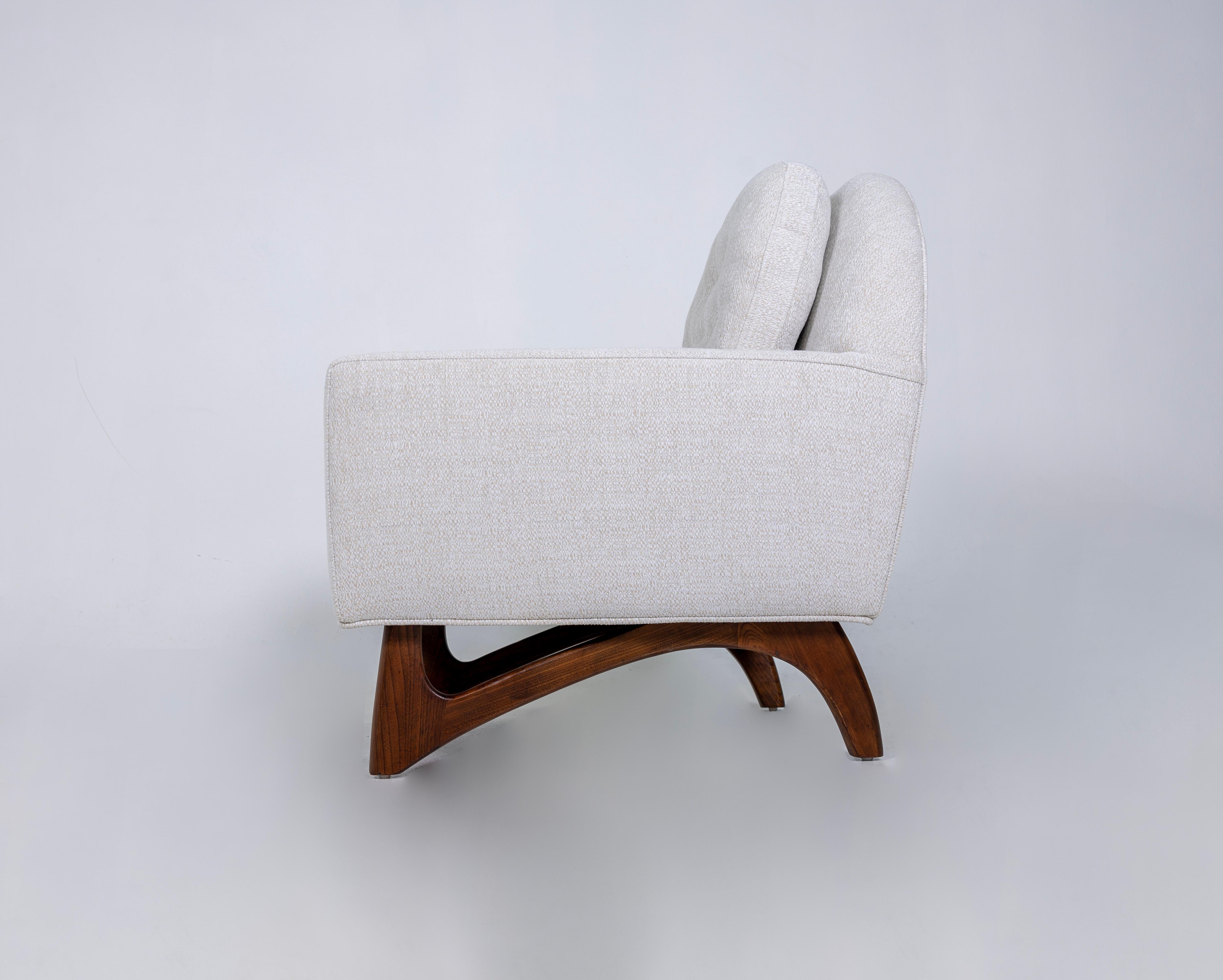 Mid-20th Century Pair of Mid Century Lounge Chairs Attributed to Adrian Pearsall, Fabric, Walnut For Sale