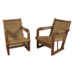 Pair of Midcentury Lounge Chairs Attributed to Francis Jourdain, France, 1940s