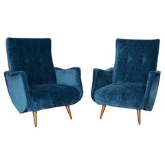 Pair of Mid-Century Lounge Chairs Attributed to Gio Ponti