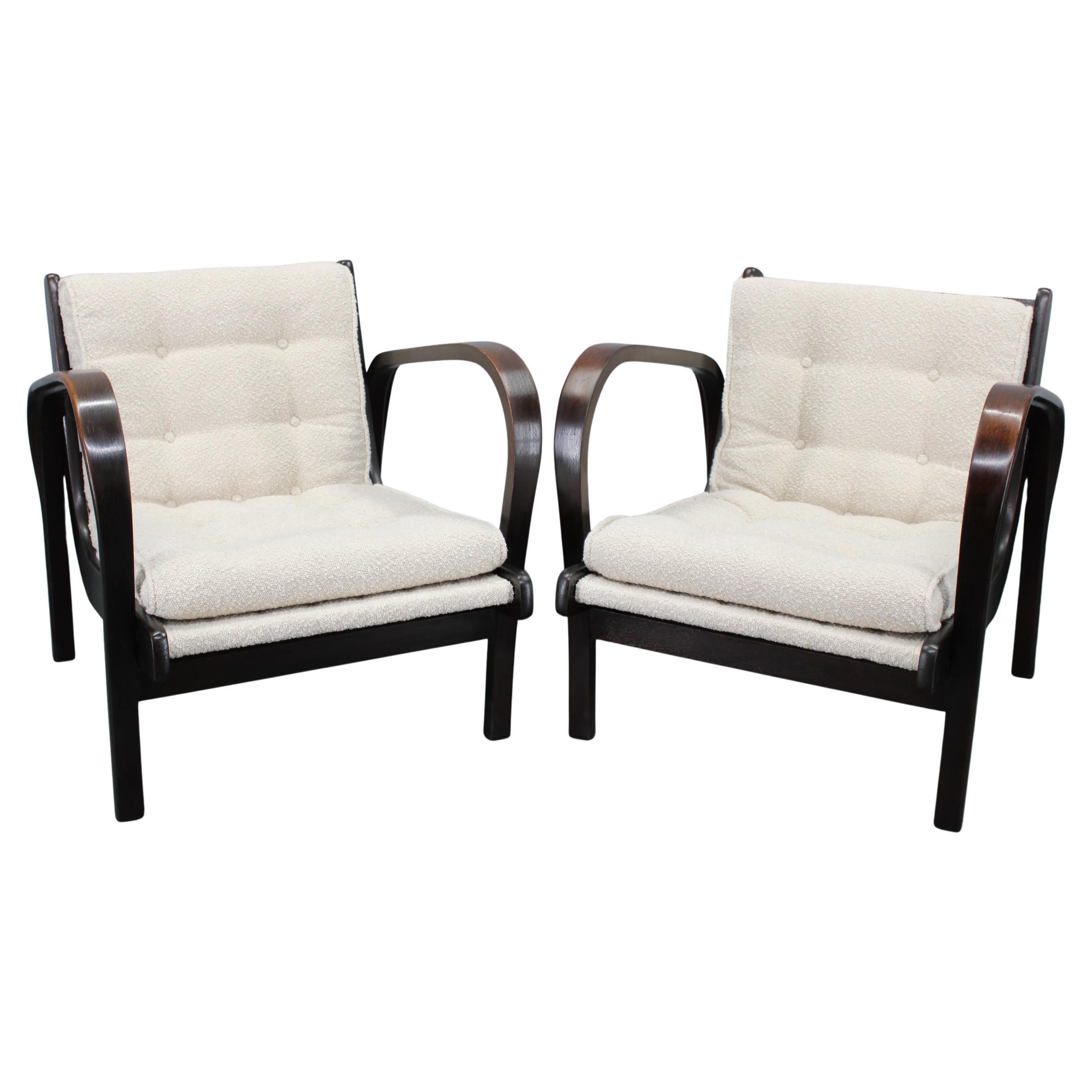 Pair of Mid-Century Lounge Chairs by Kropáček 
Koželka, 1960s For Sale