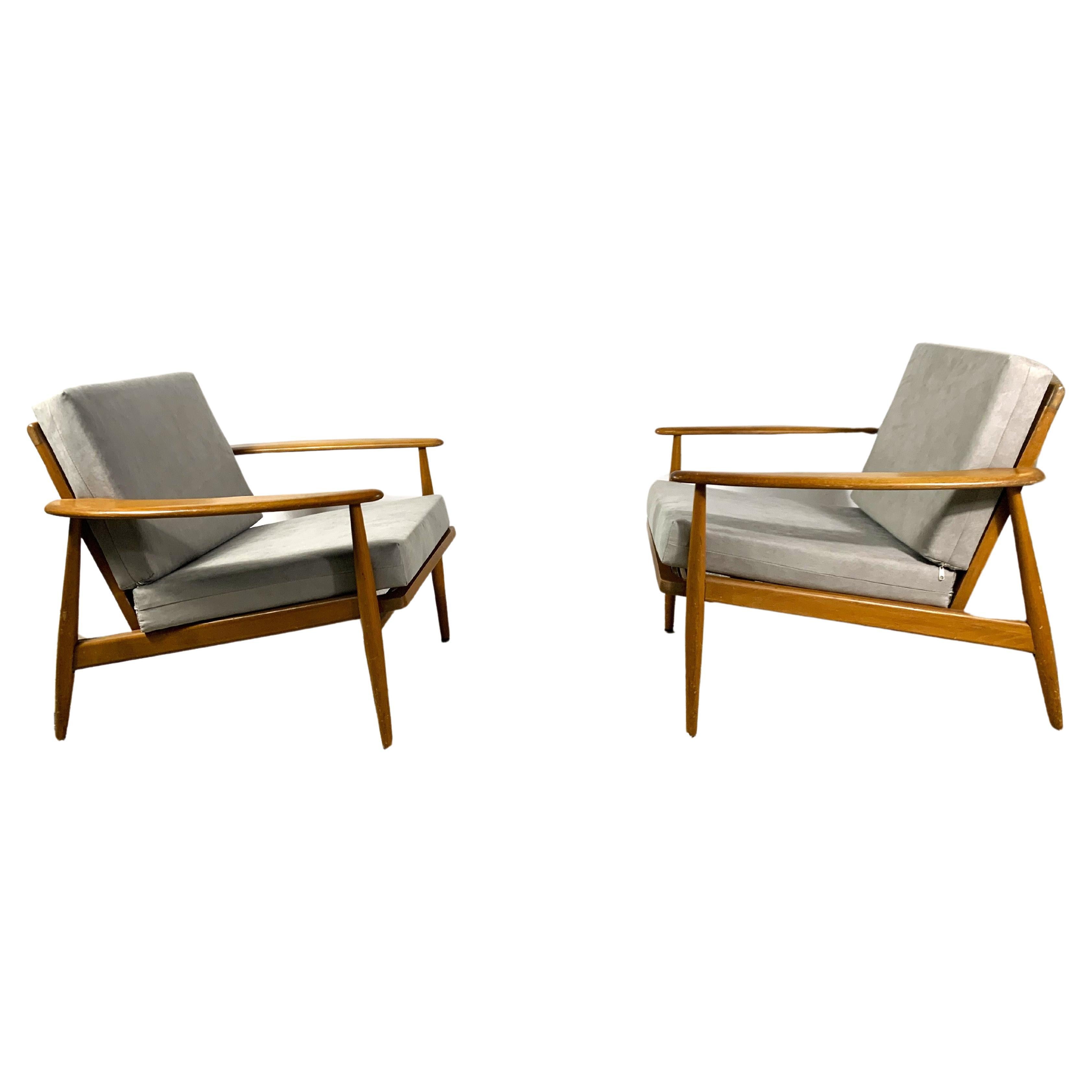 Pair Of Mid Century Lounge Chairs For Sale