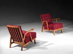 Pair of Mid-Century Lounge Chairs in Oak With Slatted Backs
