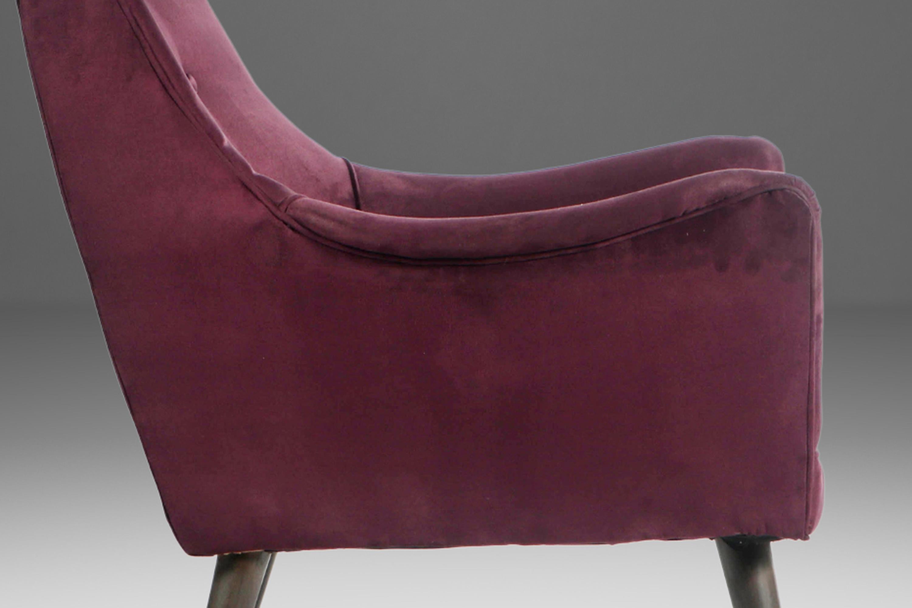 Pair of Mid Century Lounge Chairs in Original Purple Fabric After Paul McCobb For Sale 9