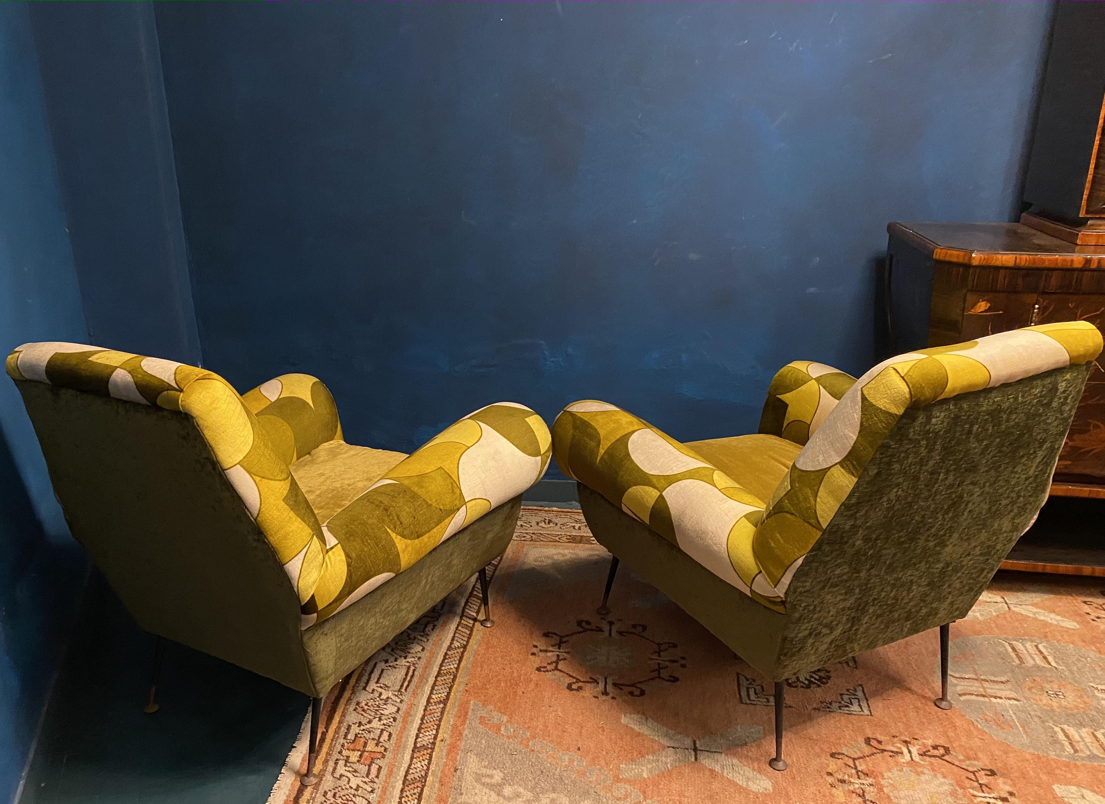 Pair of Mid-Century Lounge Chairs or Armchairs by Gigi Radice Italy 1950' For Sale 3