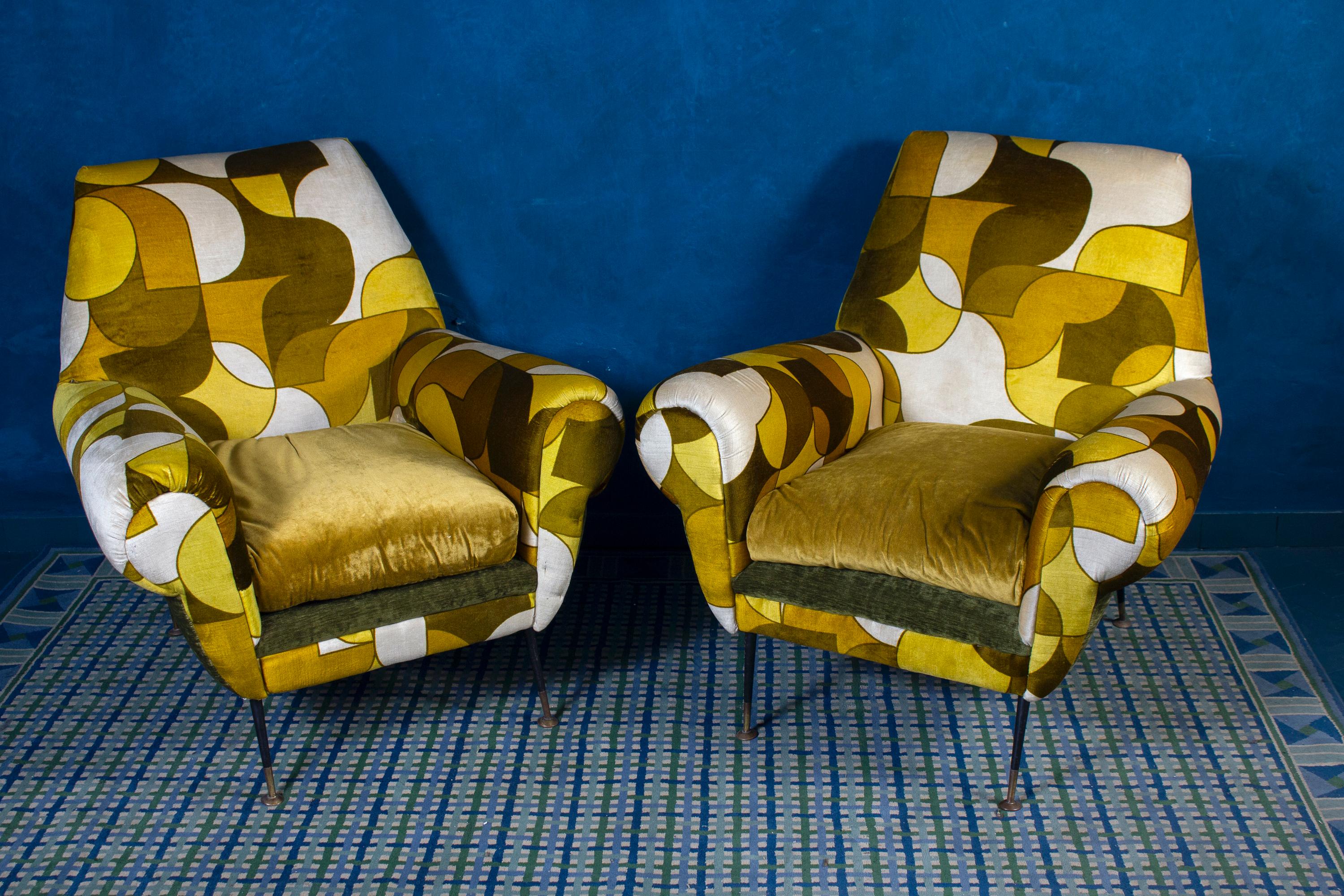 Pair of Mid-Century Lounge Chairs or Armchairs by Gigi Radice Italy 1950' For Sale 6
