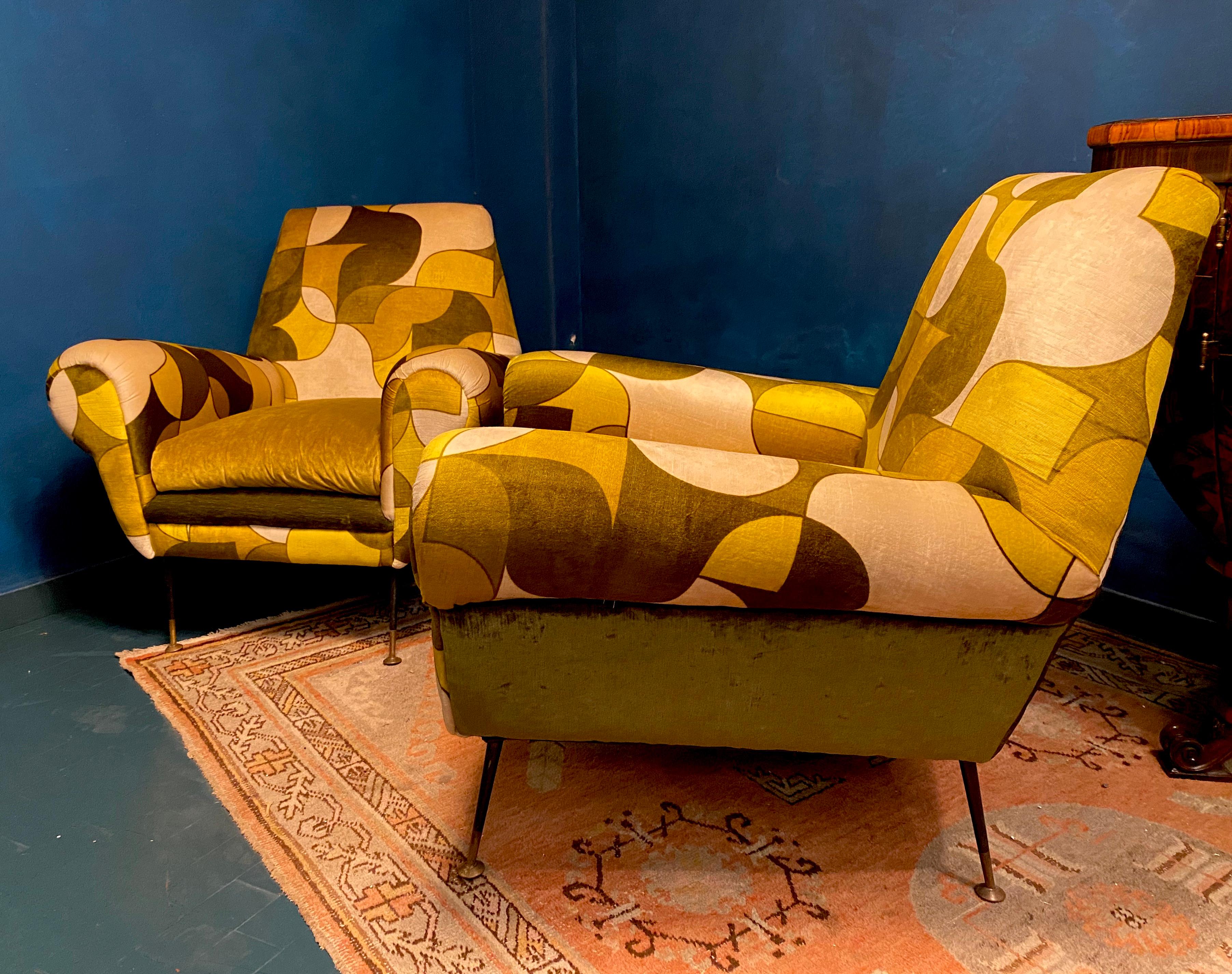 Paar Loungesessel oder Sessel aus der Mitte des Jahrhunderts von Gigi Radice Italien 1950' (Moderne der Mitte des Jahrhunderts) im Angebot