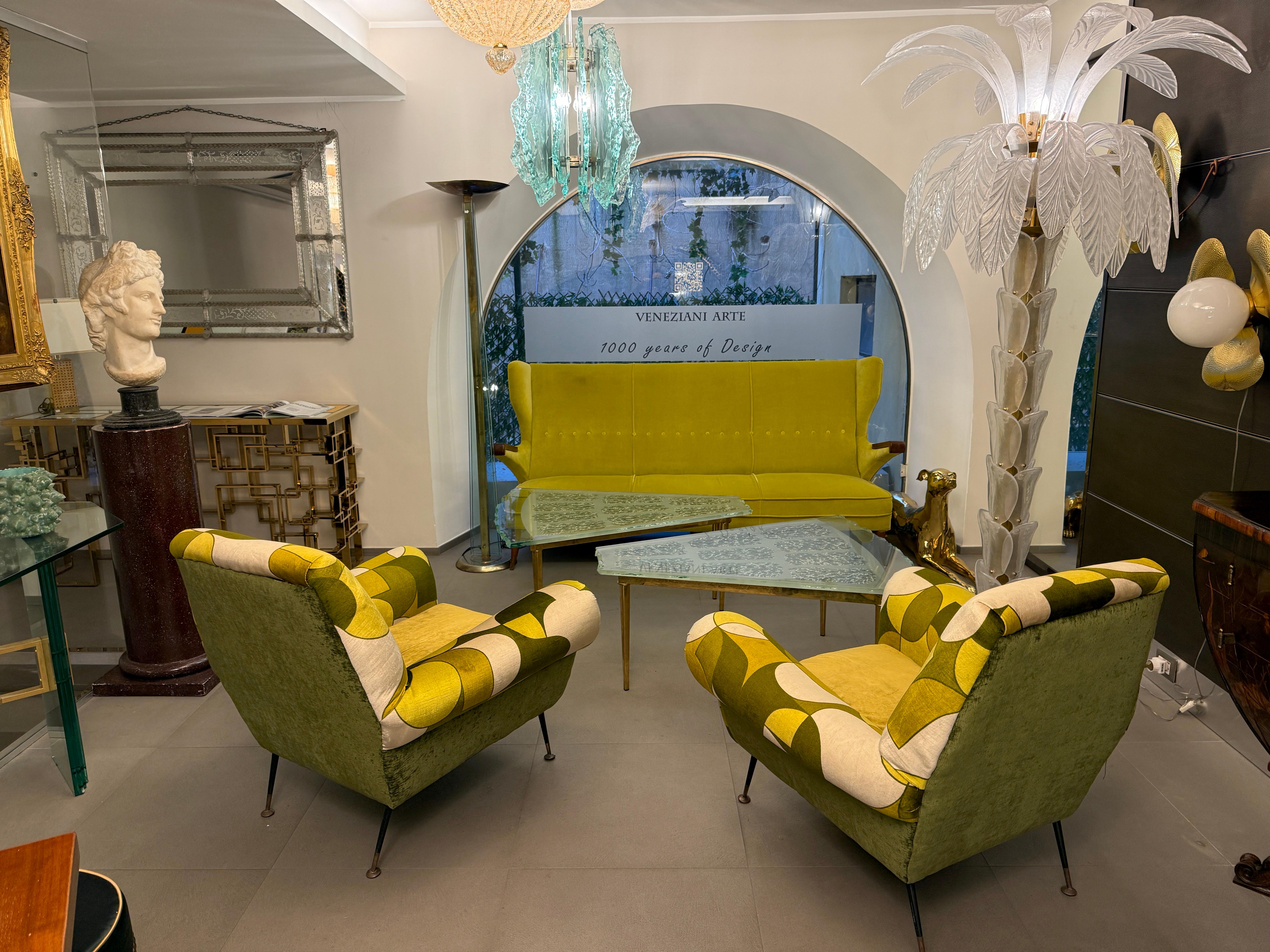 Mid-Century Modern Pair of Mid-Century Lounge Chairs or Armchairs by Gigi Radice Italy 1950' For Sale