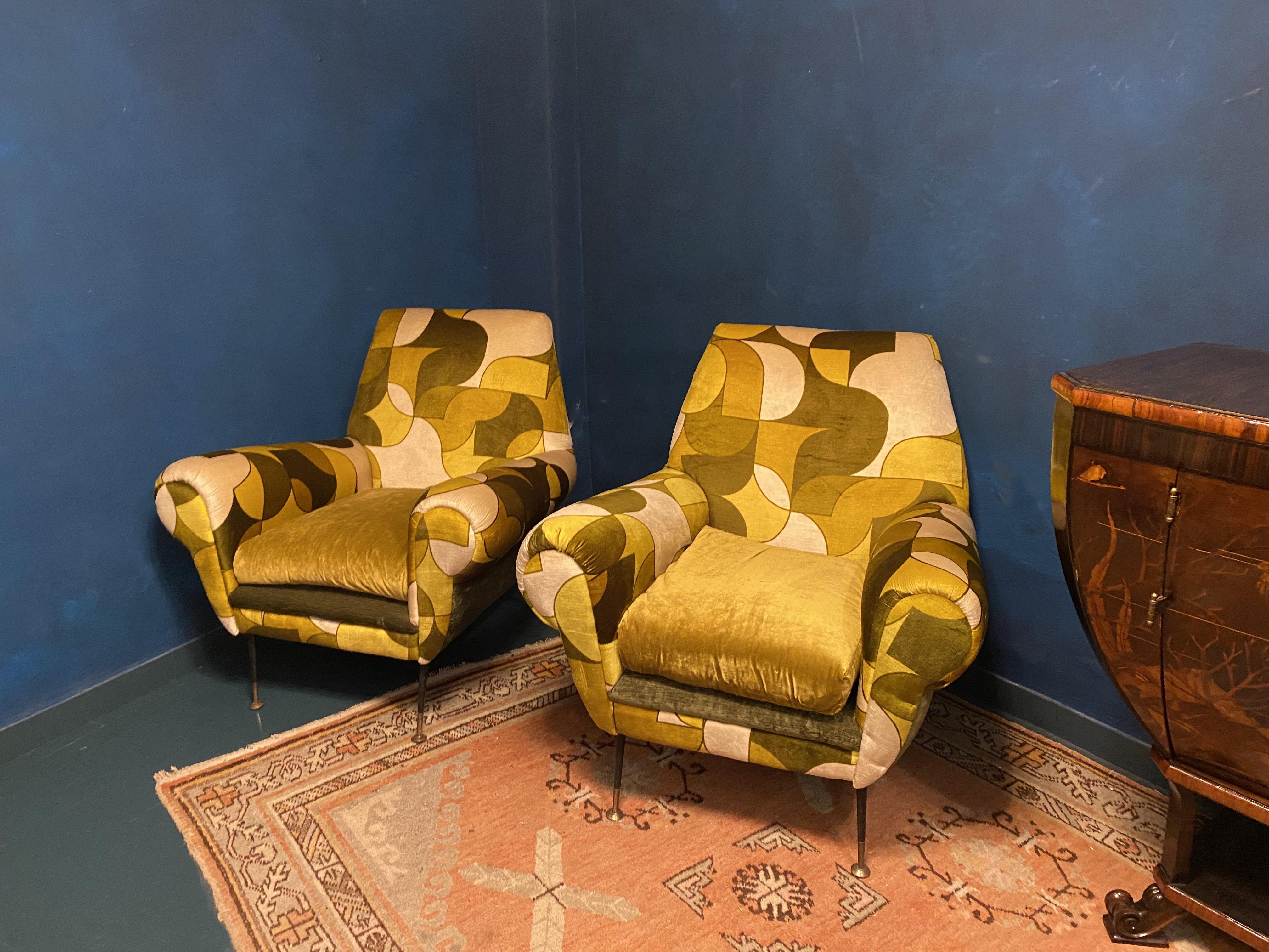 Paar Loungesessel oder Sessel aus der Mitte des Jahrhunderts von Gigi Radice Italien 1950' im Angebot 1