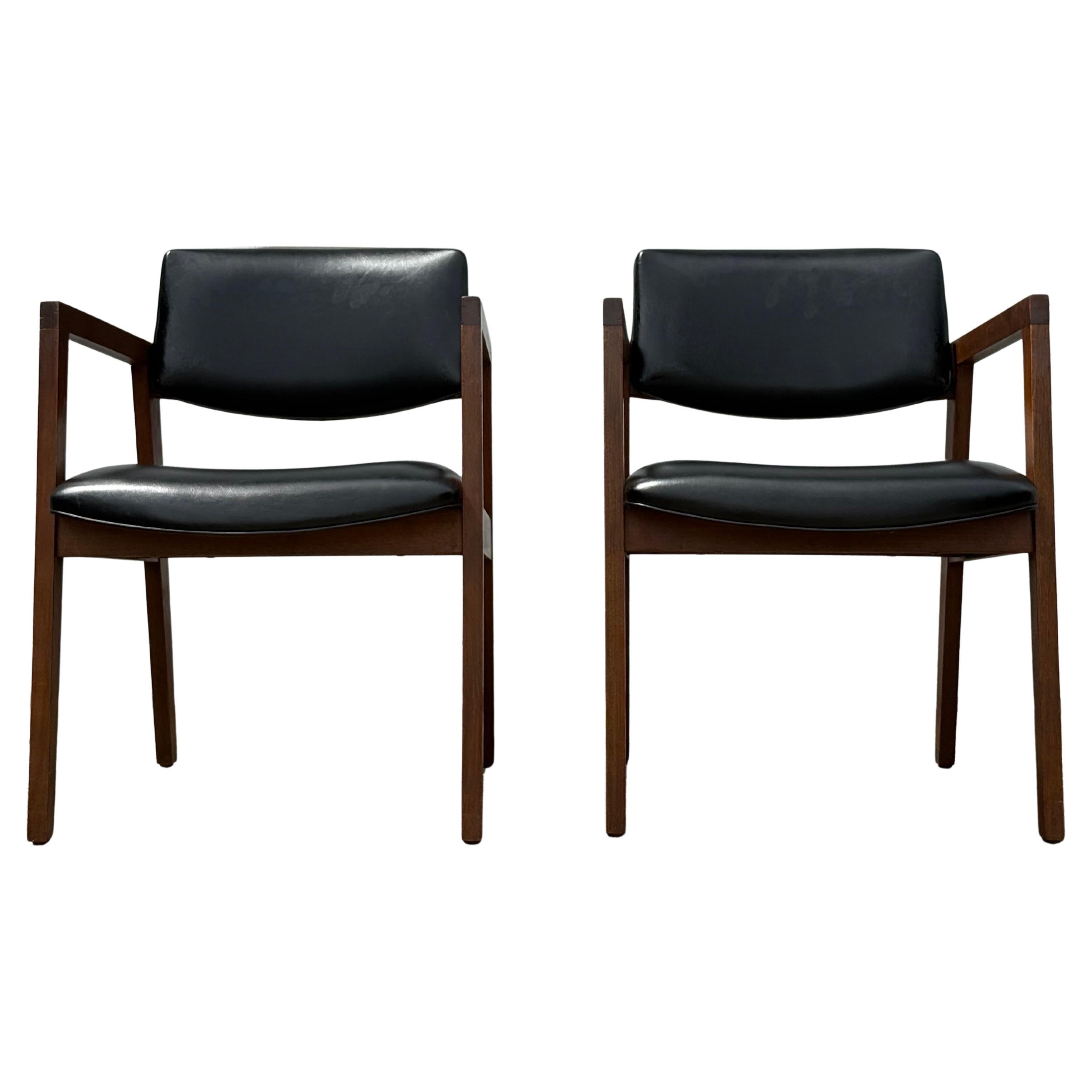 Pair of Mid-Century Lounge Chairs Walnut Open Arm Lounge Chairs #1