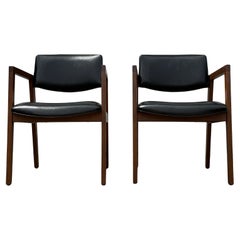 Pair of Mid-Century Lounge Chairs Walnut Open Arm Lounge Chairs #1