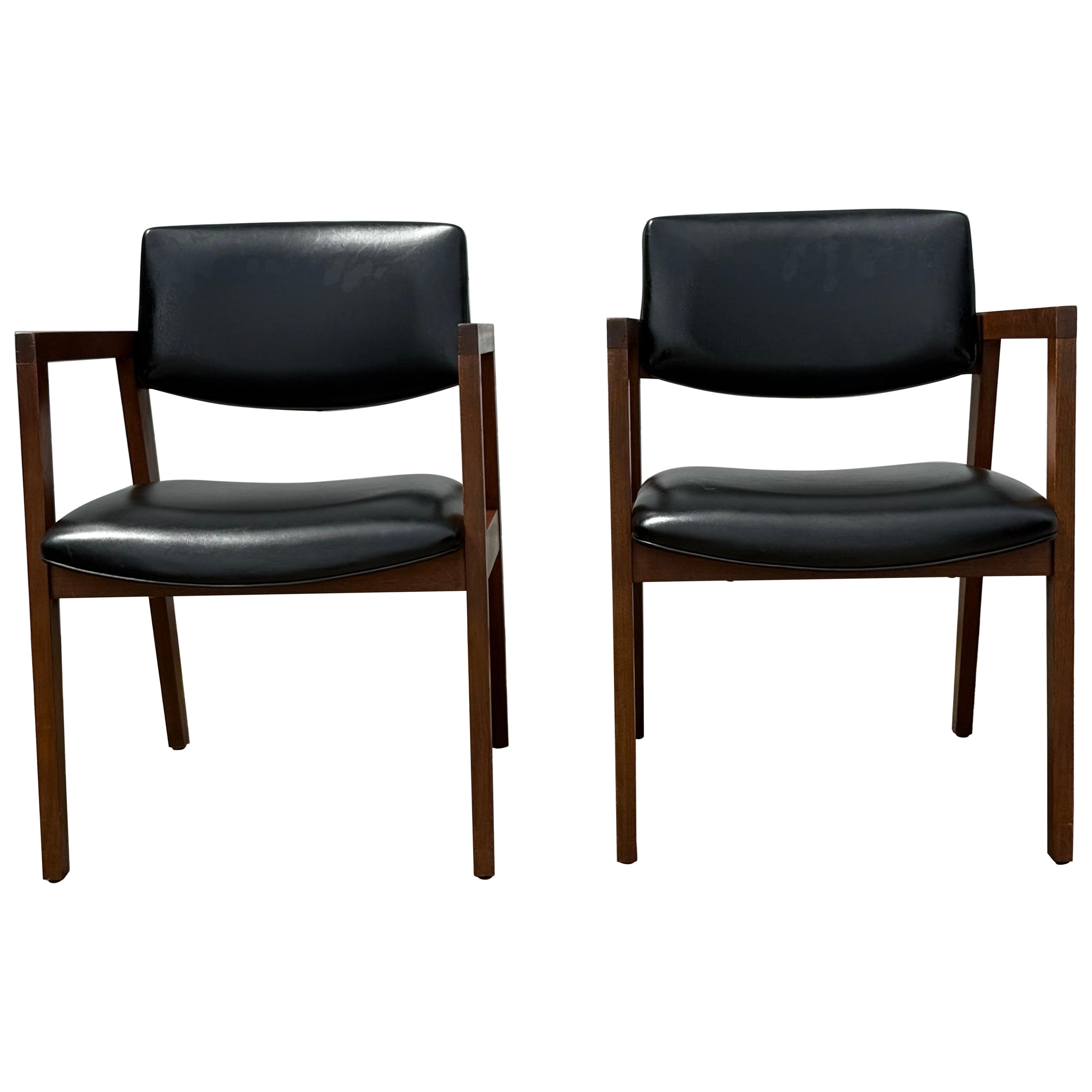 Pair of Mid-Century Lounge Chairs Walnut Open Arm Lounge Chairs #2