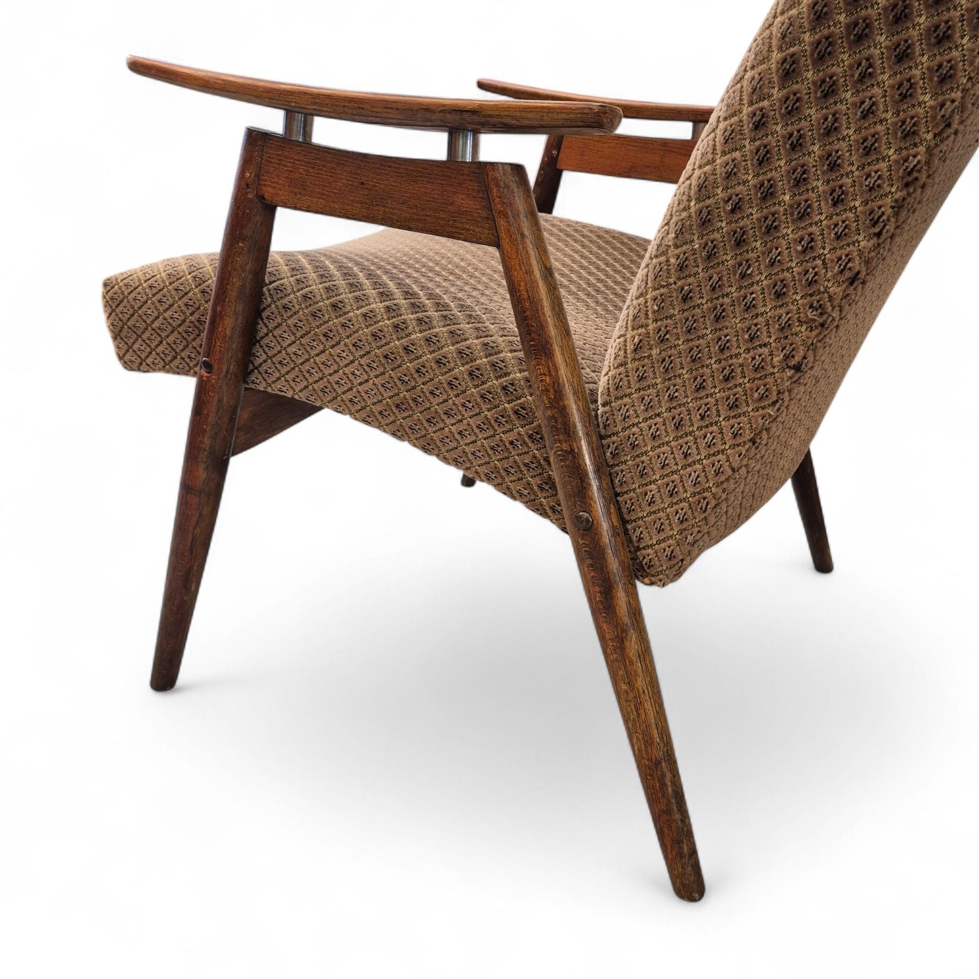 Pair of Mid-Century Lounge velvet-upholstered armchairs, 20th Century For Sale 1
