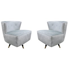 Pair of Midcentury Low Swivel Chairs