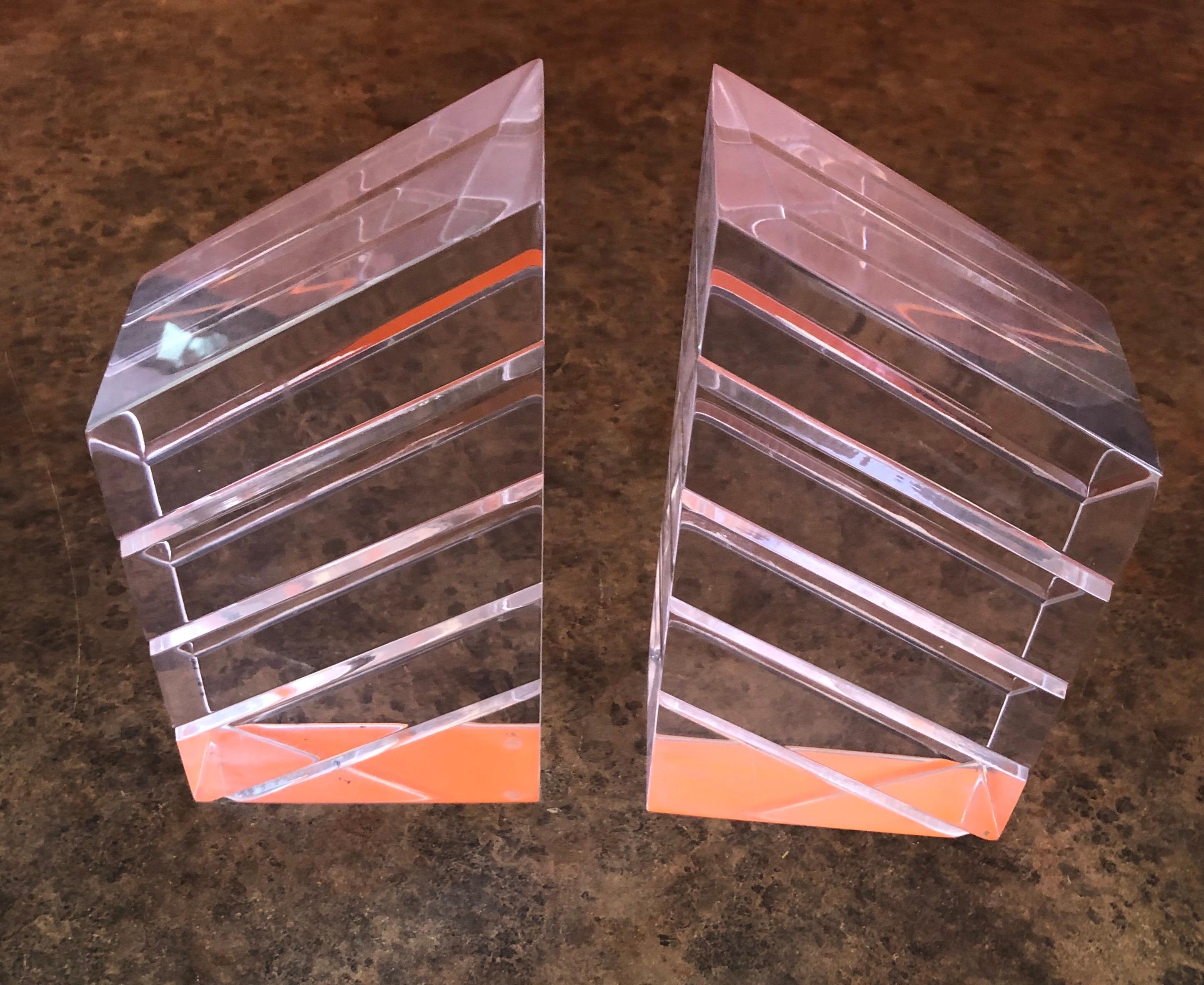 lucite book ends