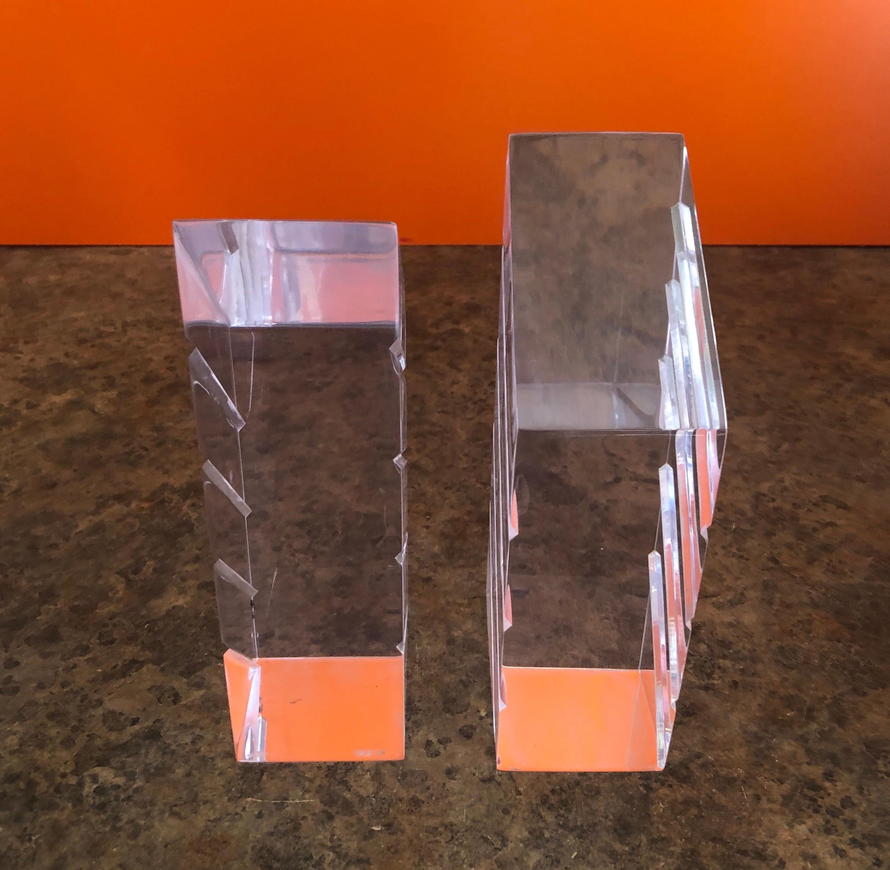 Mid-Century Modern Pair of Midcentury Lucite Bookends by Herb Ritts for Astrolite For Sale