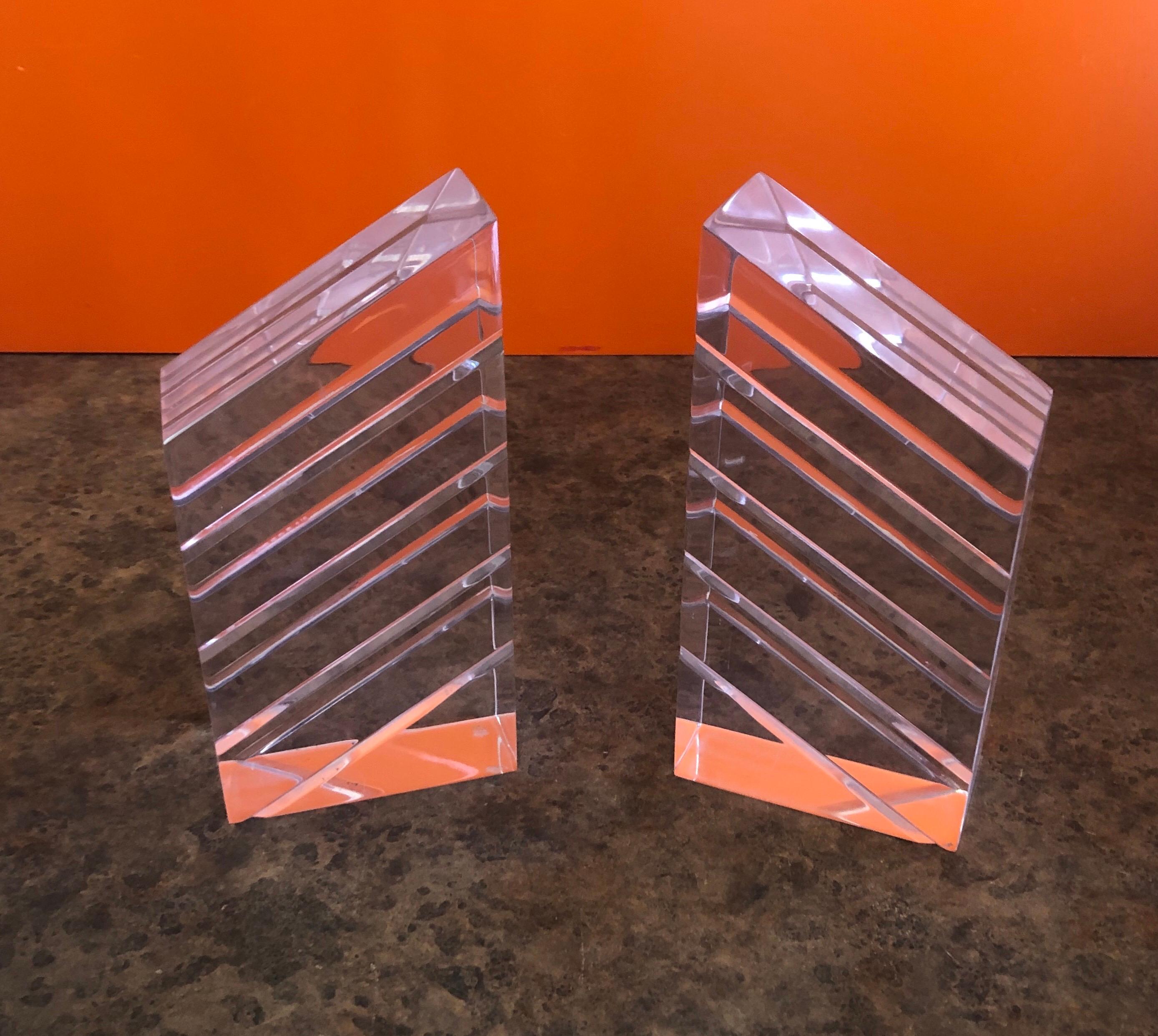 20th Century Pair of Midcentury Lucite Bookends by Herb Ritts for Astrolite For Sale