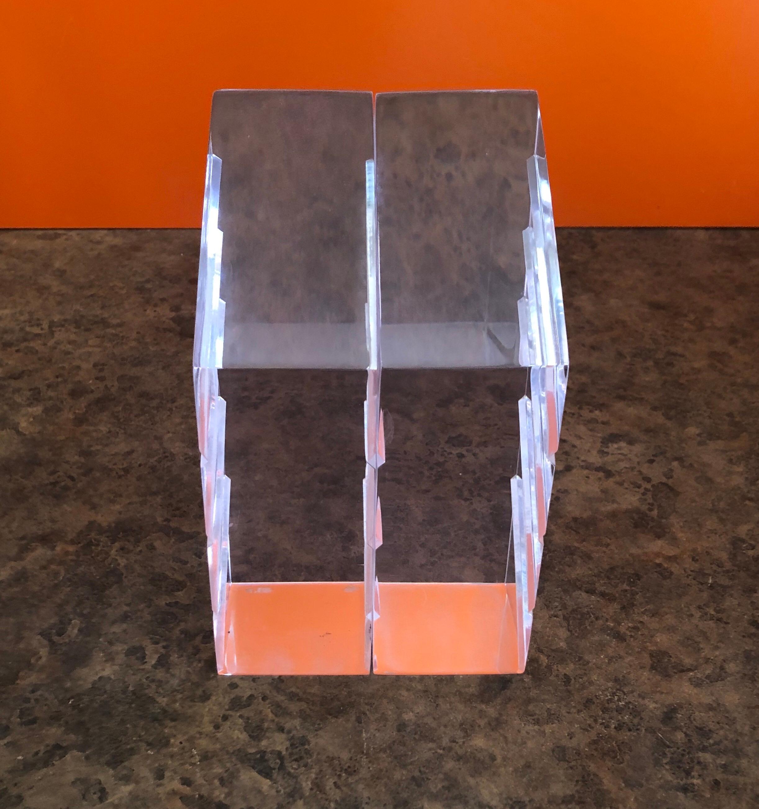 Pair of Midcentury Lucite Bookends by Herb Ritts for Astrolite For Sale 1