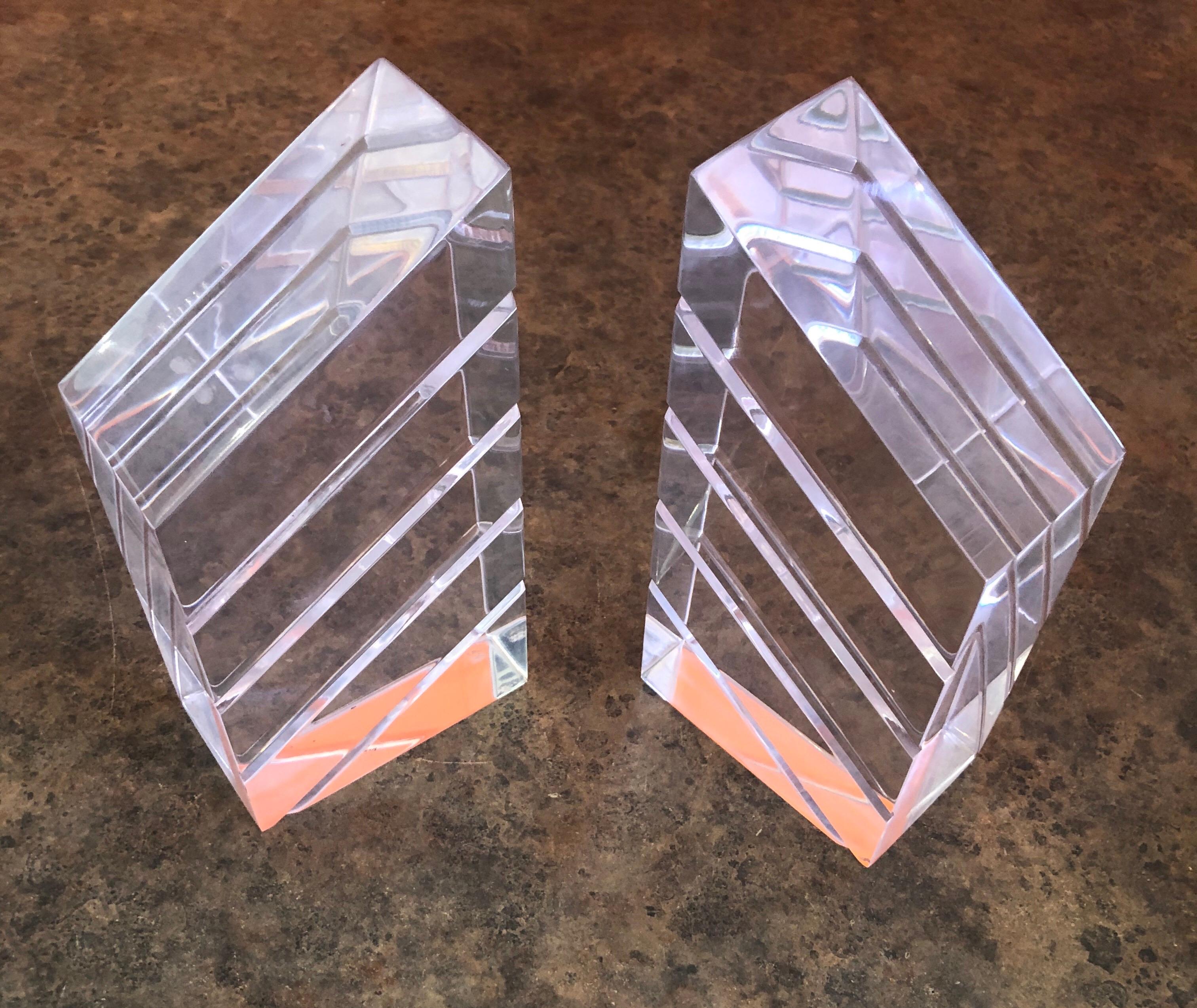 Pair of Midcentury Lucite Bookends by Herb Ritts for Astrolite For Sale 2