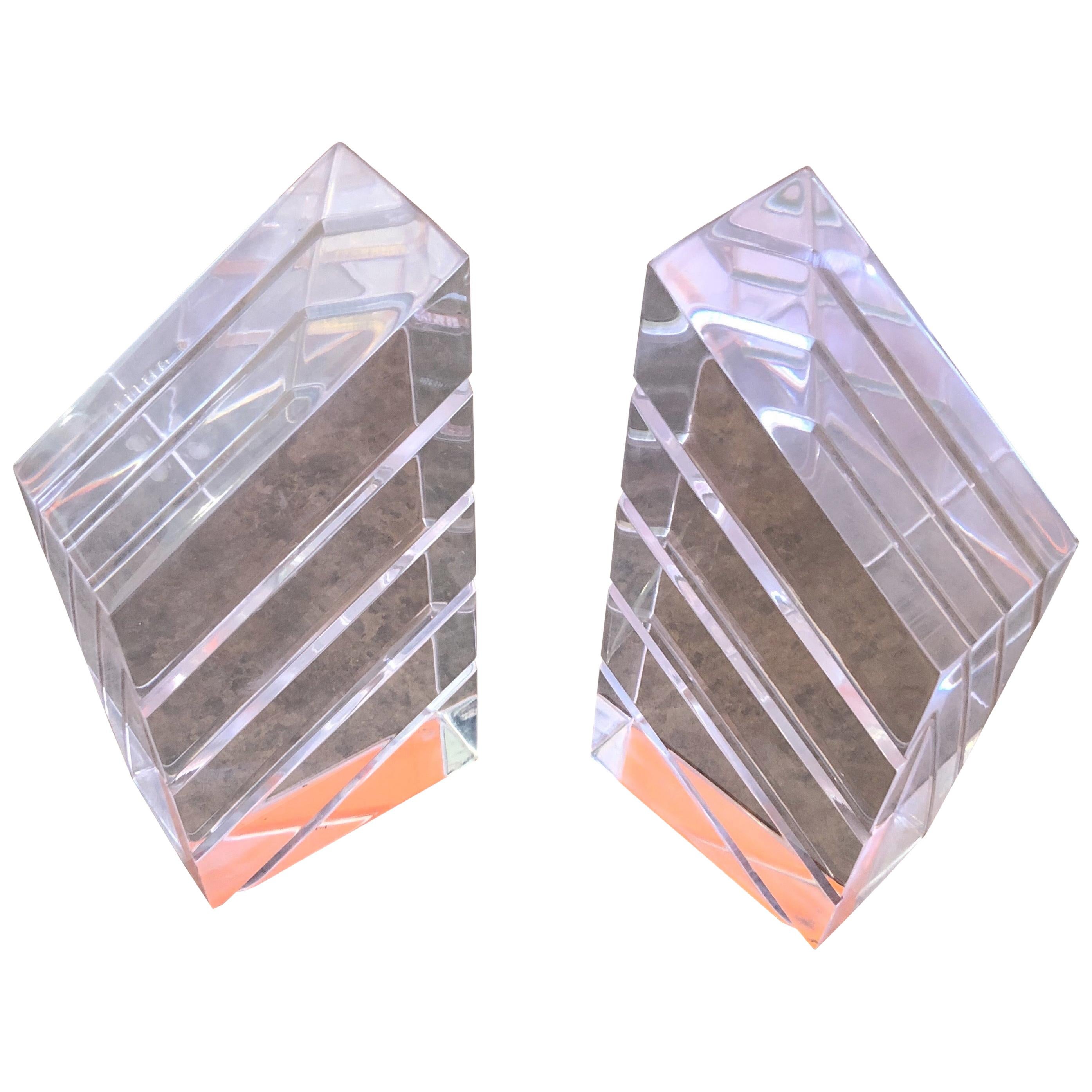 Pair of Midcentury Lucite Bookends by Herb Ritts for Astrolite