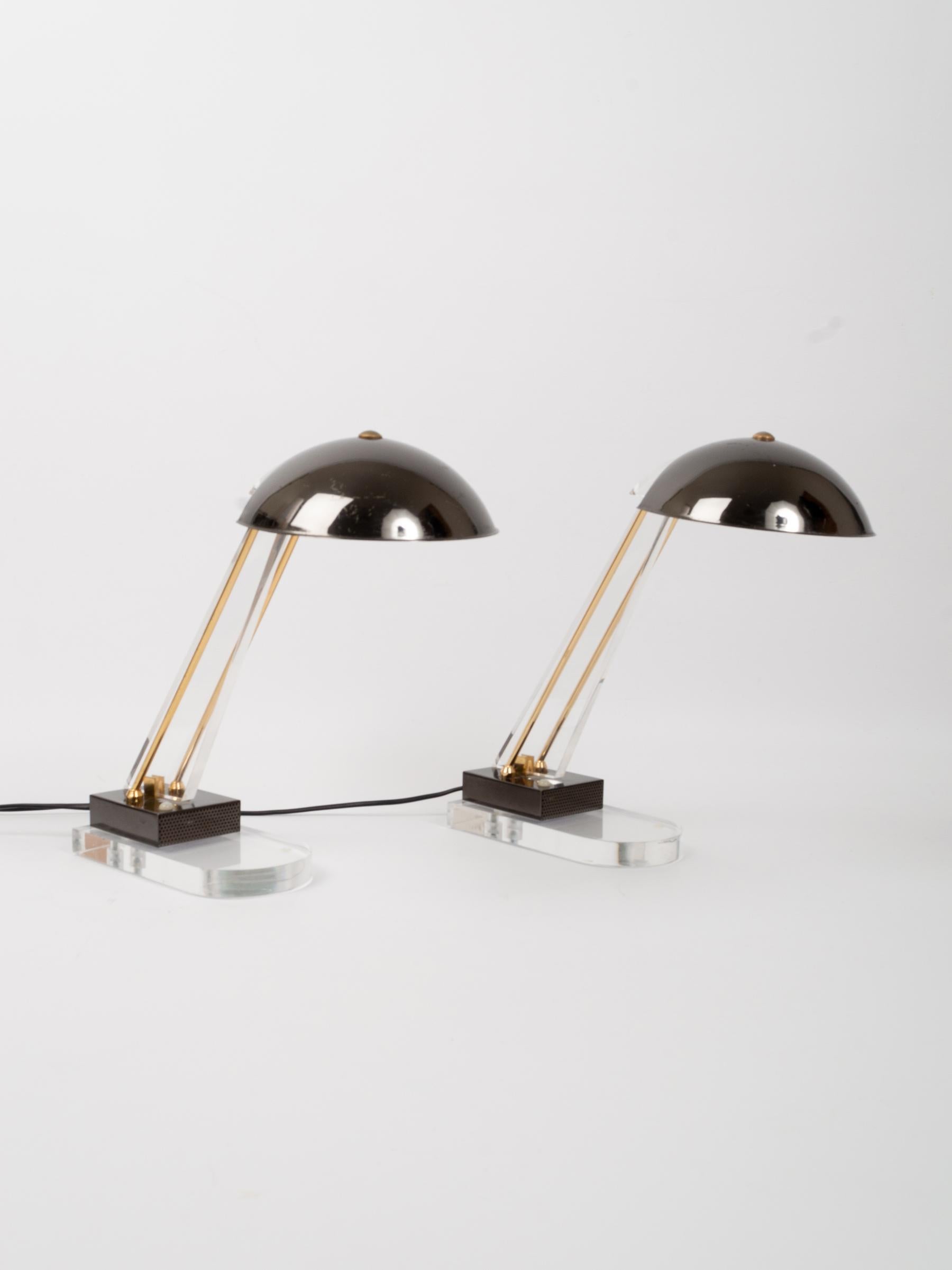 Mid-Century Modern Pair of Midcentury Lucite Desk Lamps by Angelo Lelii for Arredoluce, Italy, 1950