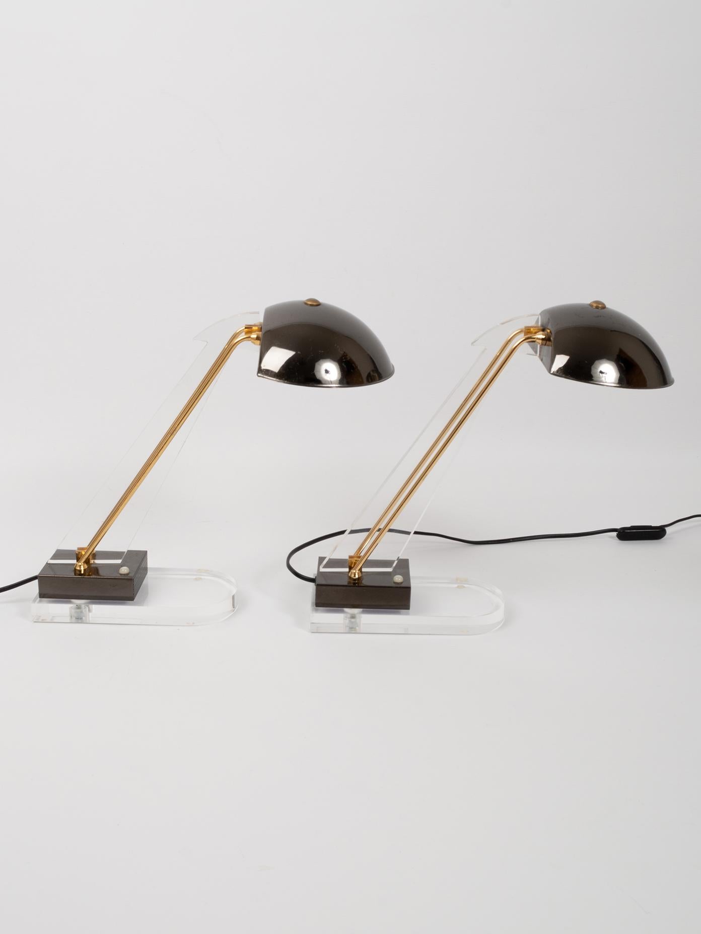 Pair of Midcentury Lucite Desk Lamps by Angelo Lelii for Arredoluce, Italy, 1950 2