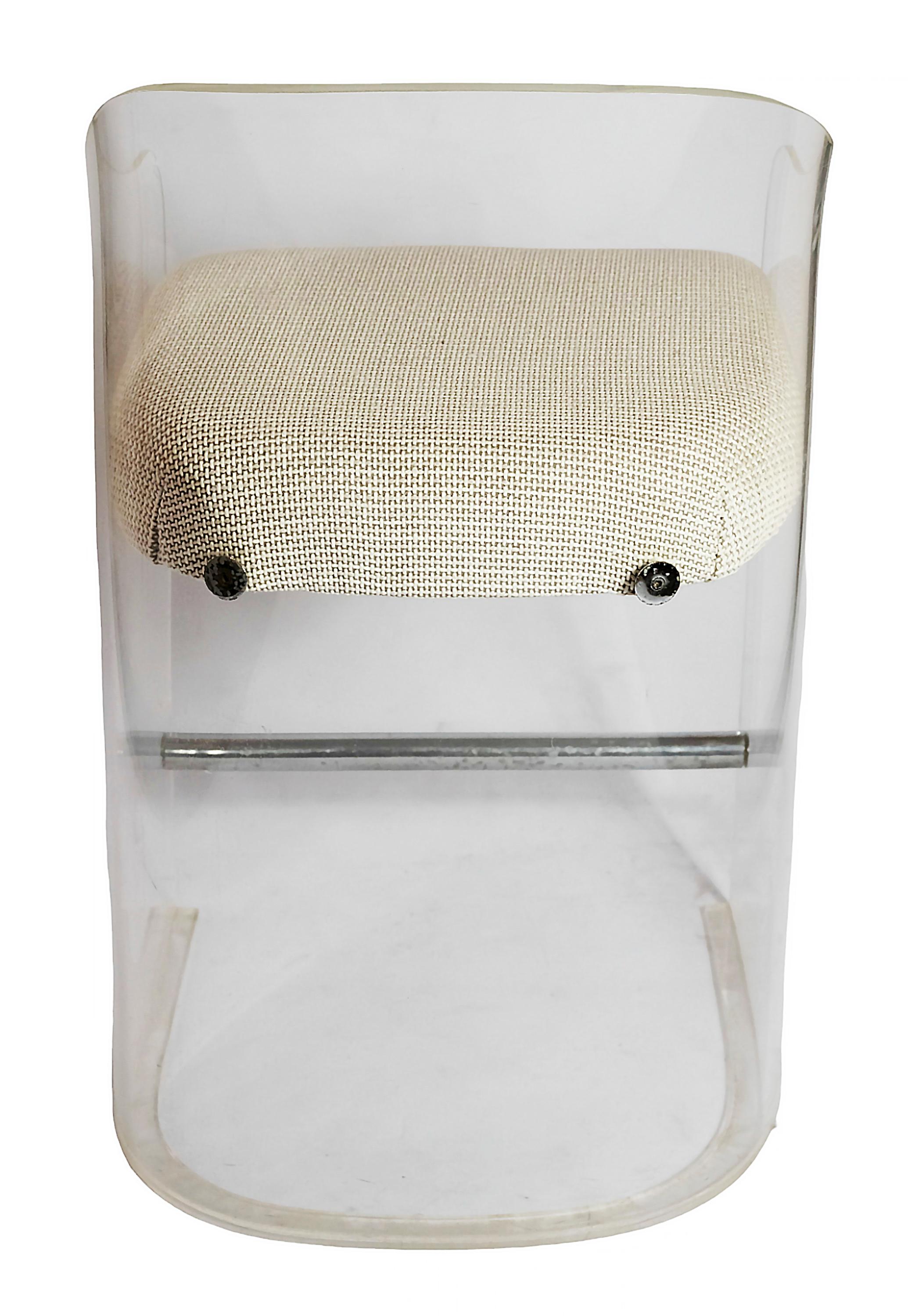 20ième siècle Paire de tabourets de bar LOTUS en Lucite/Plexi du milieu du siècle dernier par Vladimir Kagan en vente