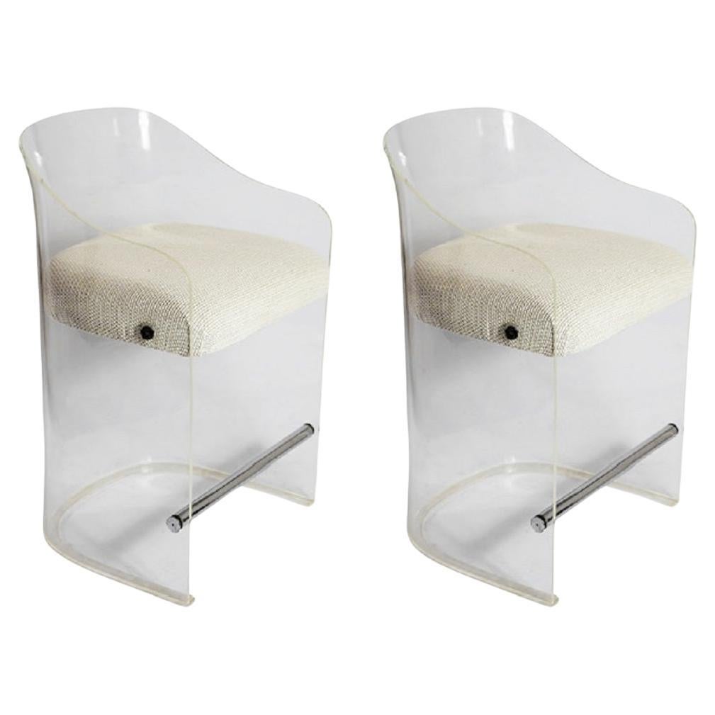 Pair of Mid-Century Lucite/Plexi LOTUS Bar Stools by Vladimir Kagan