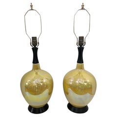 Pair of Mid-Century Luster-Glazed Table Lamps