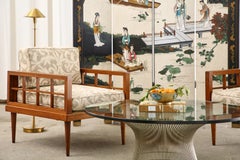 Pair of Mid-Century Mahogany Cube Chairs by Henredon