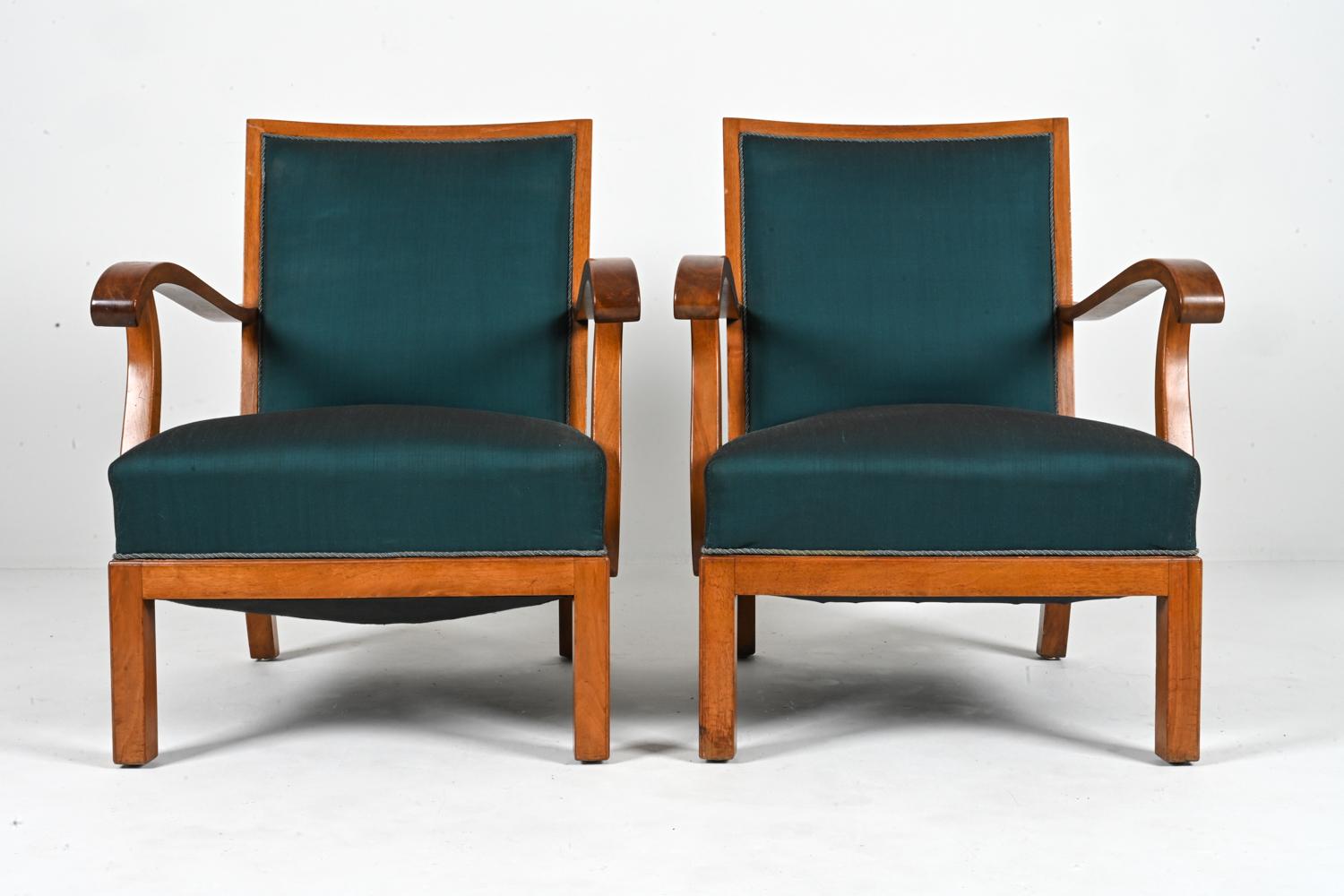 Danish Pair of Mid-Century Mahogany Lounge Chairs by Erik Wørts For Sale