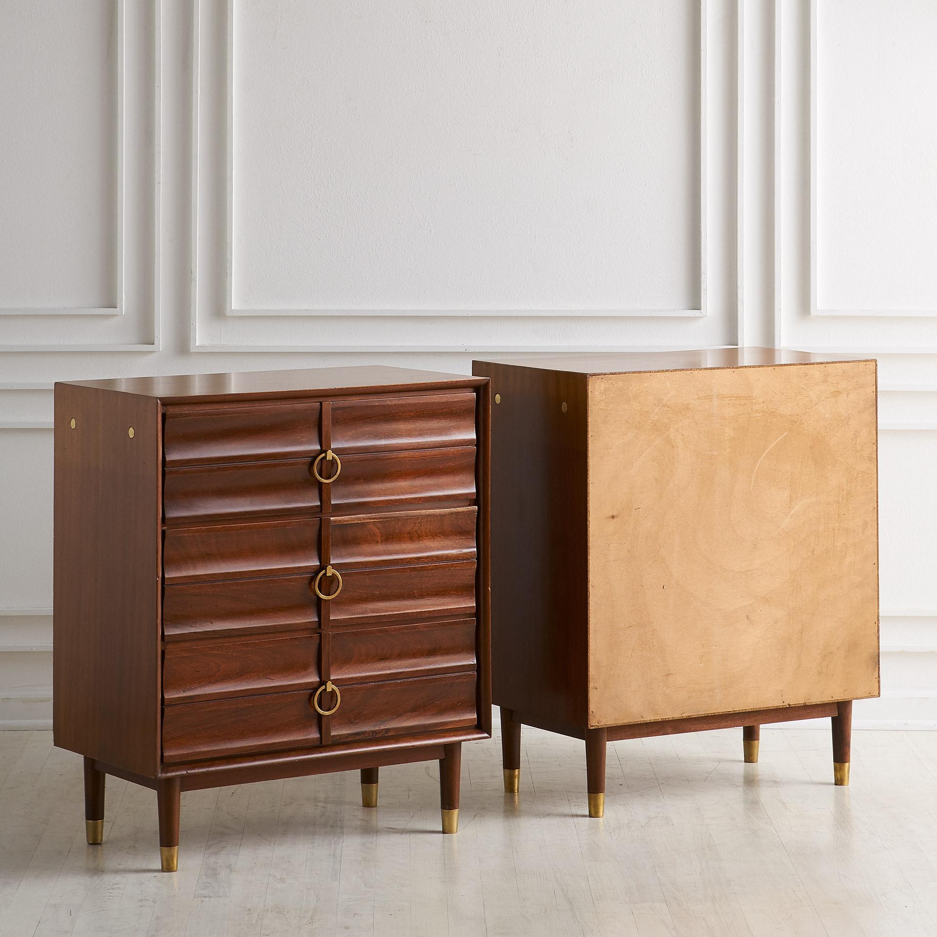 Mid-Century Modern Pair of Midcentury Mahogany Nightstand Cabinets